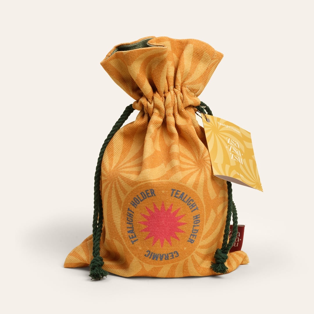 Nana El Boyaması Seramik Mum Tutucu 9 Cm Sarı