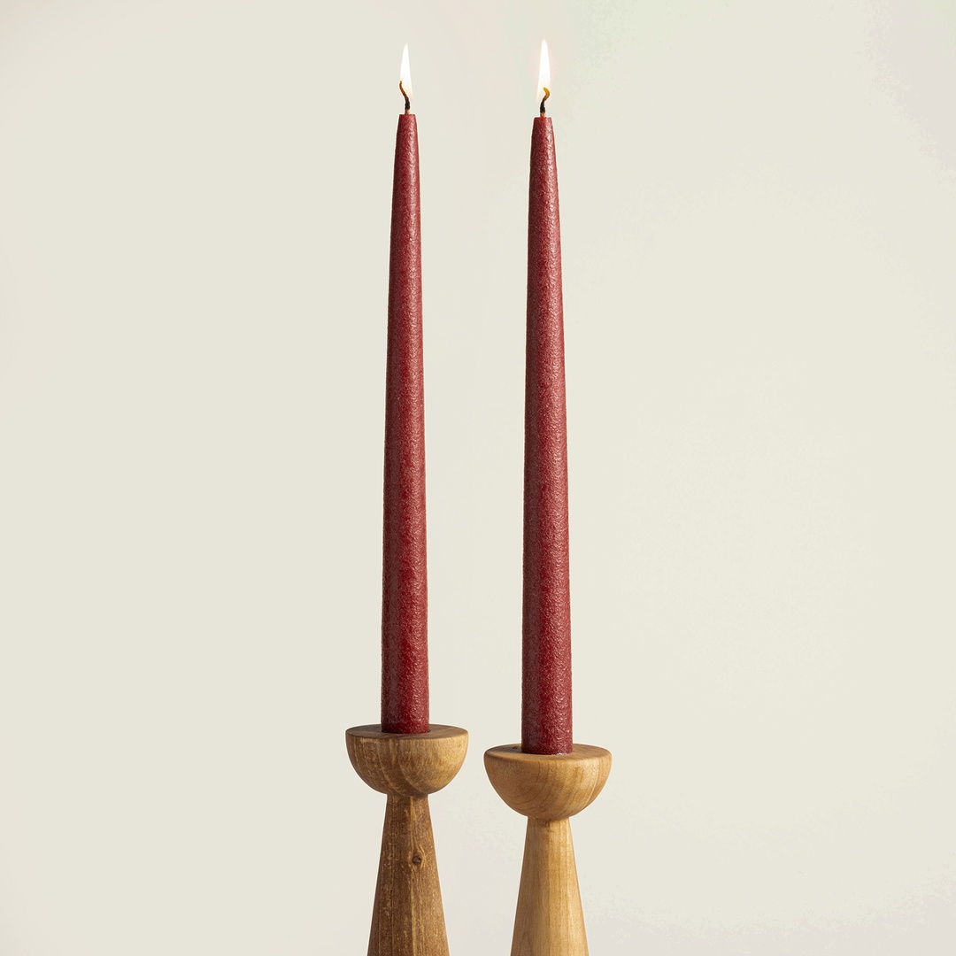 Deurne Parafın Mum 2.2x2.2x30 Cm Bordo