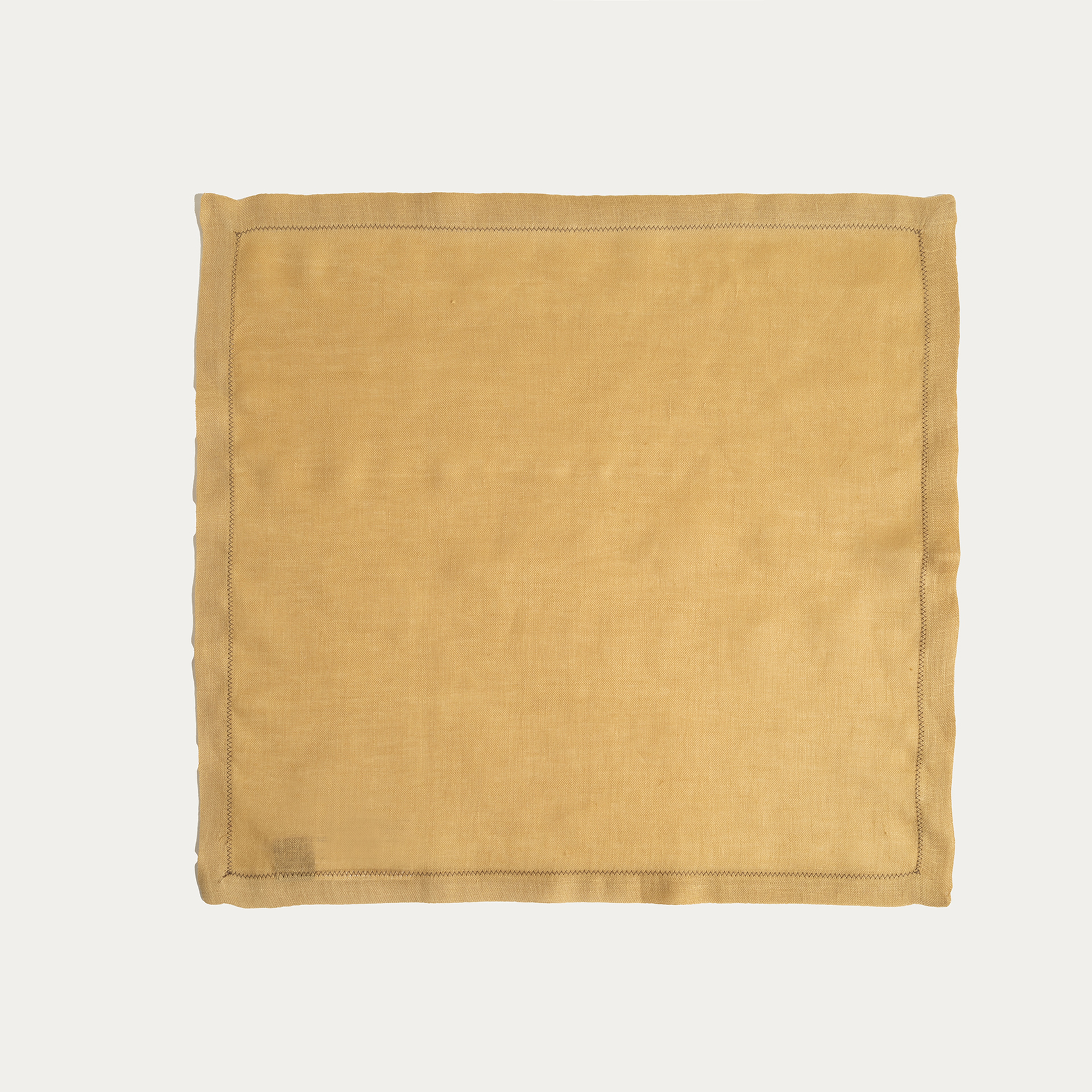 Nilüfer Zigzag Nakışlı Keten %100 Keten Peçete 45x45 Cm Sarı