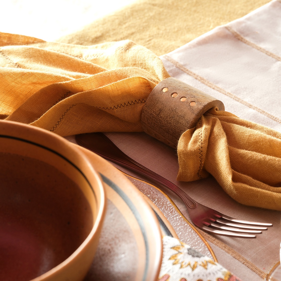 Rampur Mango Ağacı Peçete Halkası 5x5x4 Cm Natural