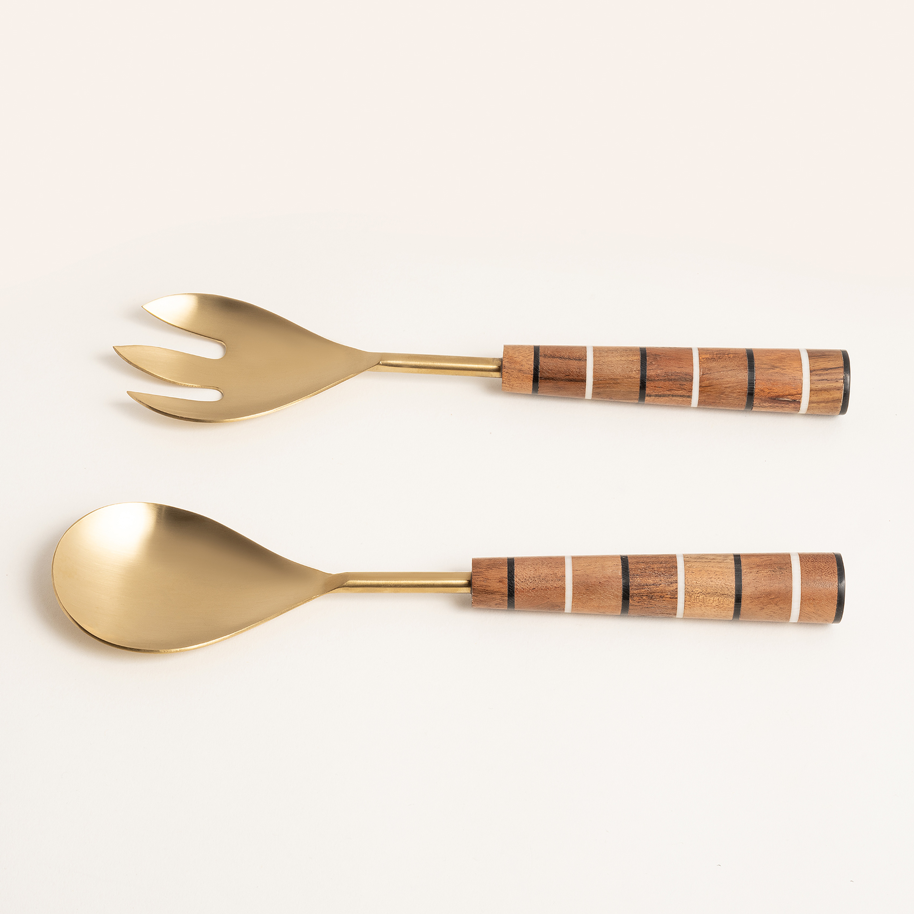 Rampur Çelik Salata Kaşık Seti 29 Cm Kahverengi - Altın