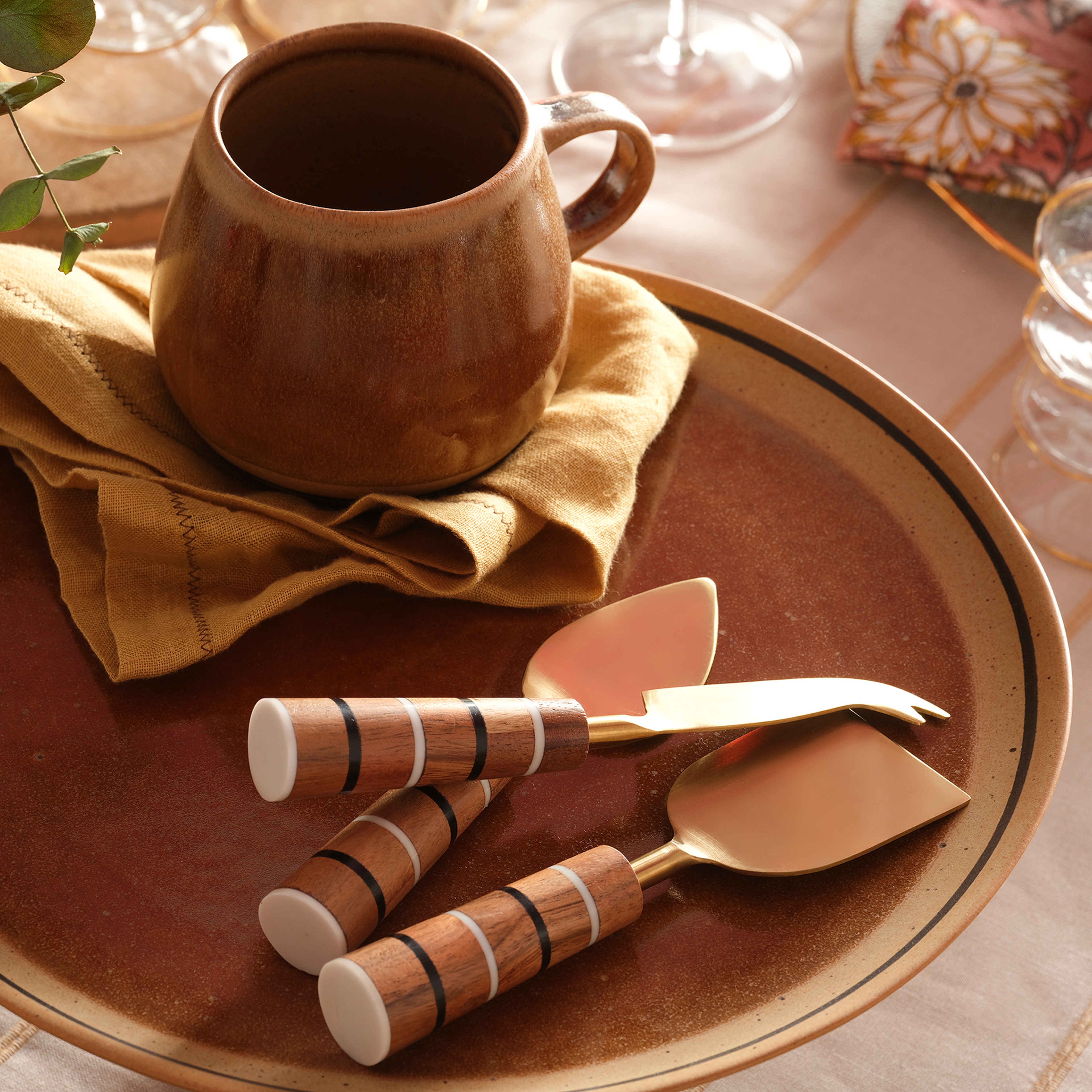 Rampur Çelik Servis Seti 16 Cm Kahverengi - Altın