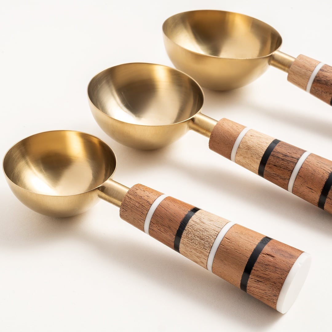 Rampur Çelik Ölçü Kaşık Seti 60x120x180 Ml Kahverengi - Altın