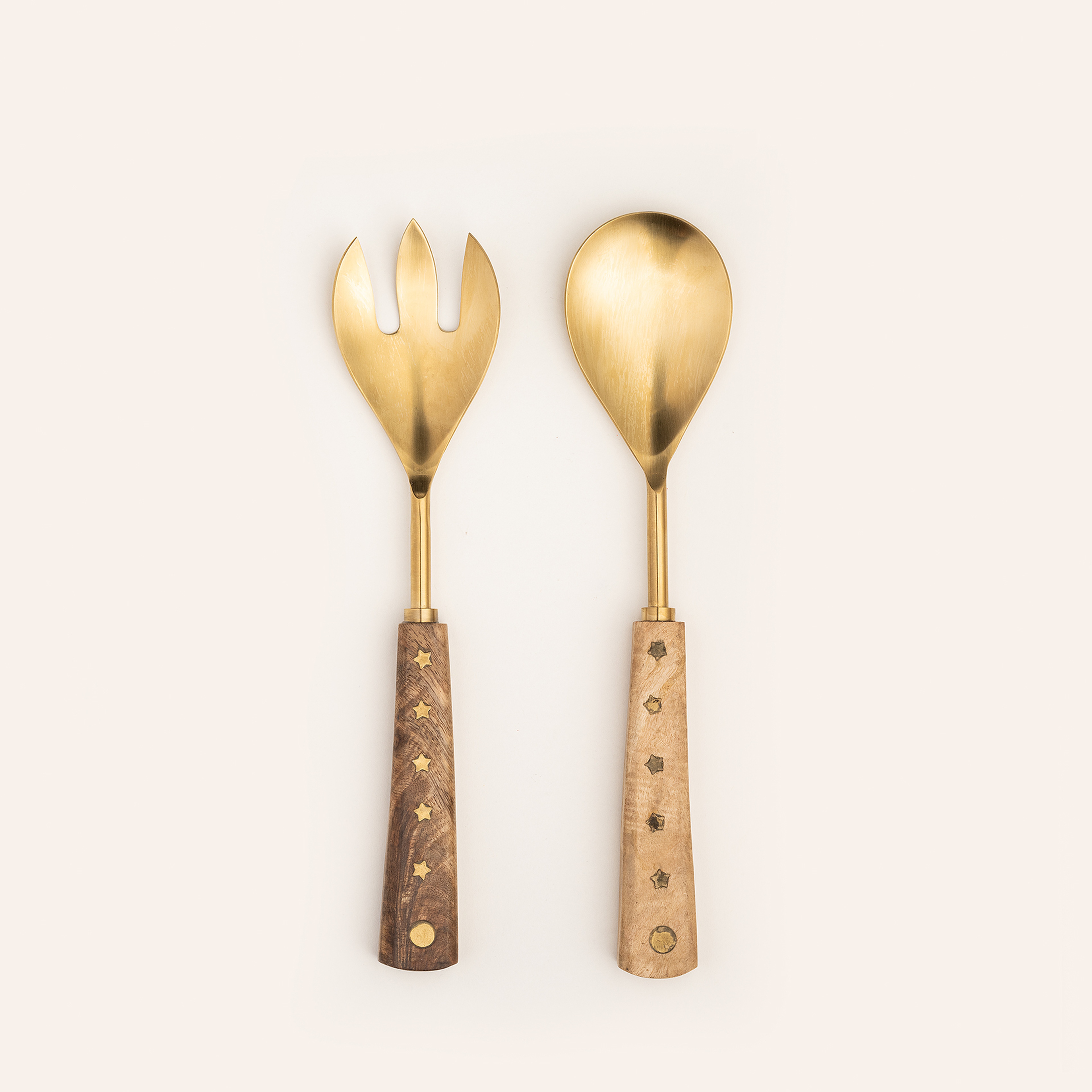 Rampur Çelik Salata Kaşık Seti 28 Cm Natural - Altın