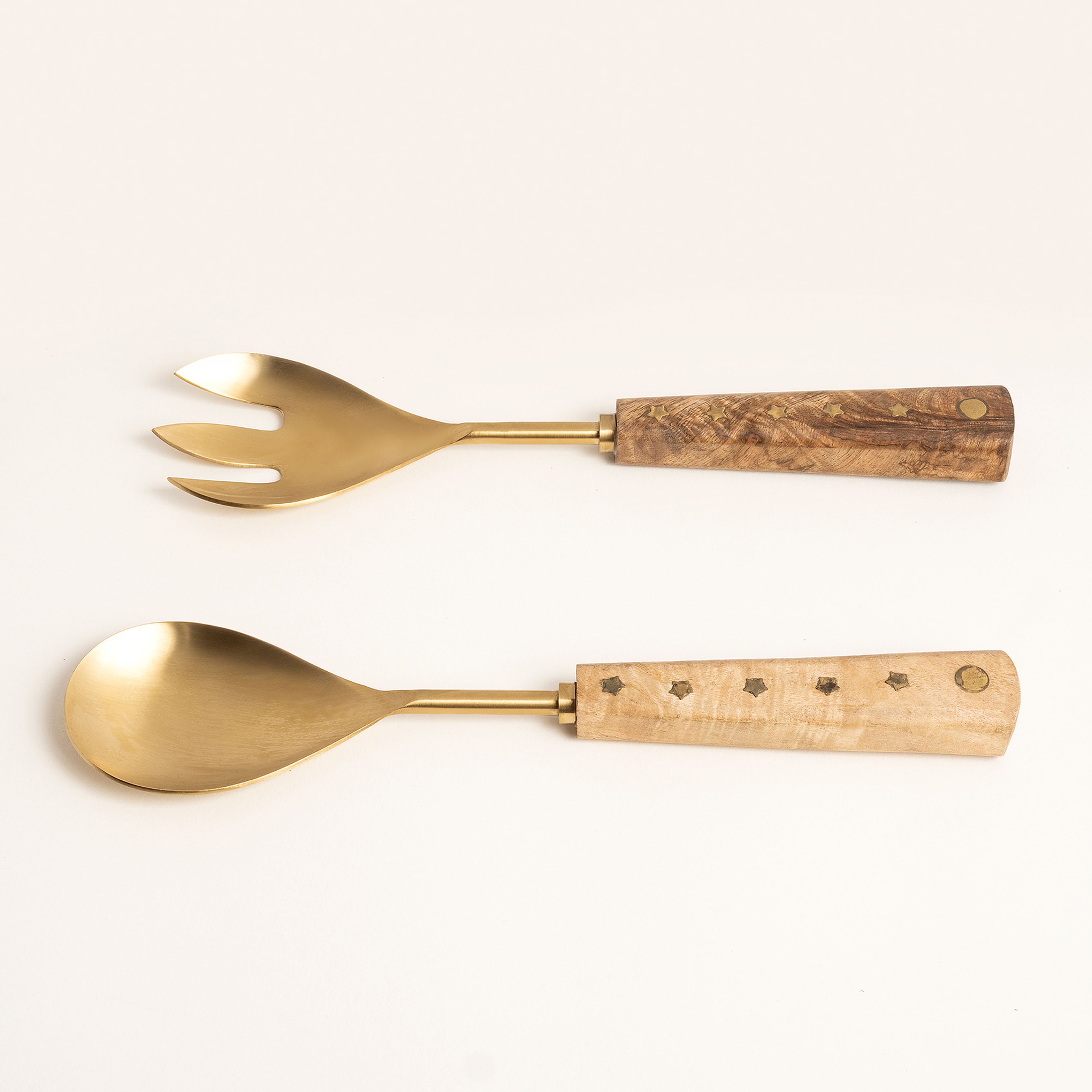 Rampur Çelik Salata Kaşık Seti 28 Cm Natural - Altın