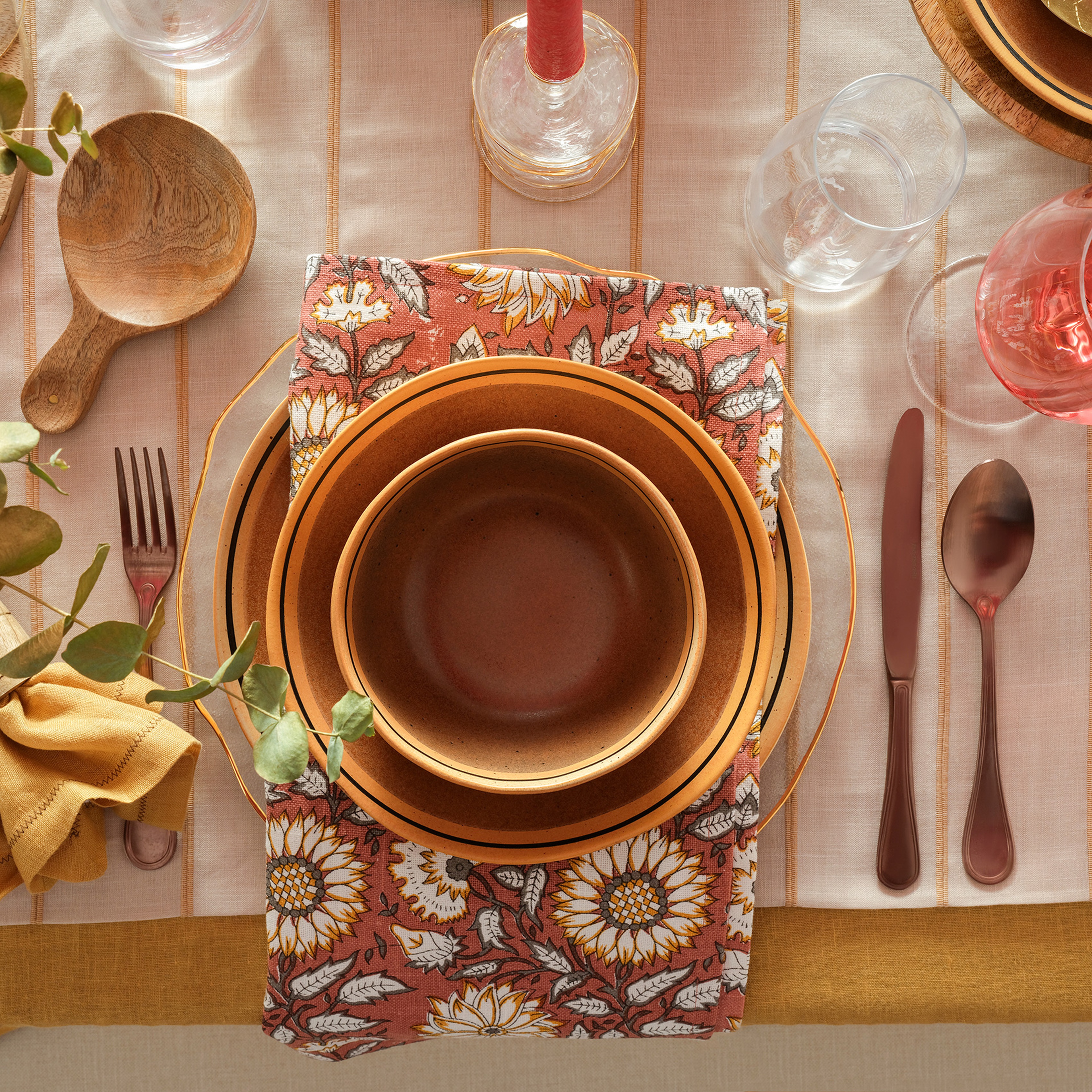 Lızbon Stoneware Pasta Tabağı 20 Cm Kahverengi