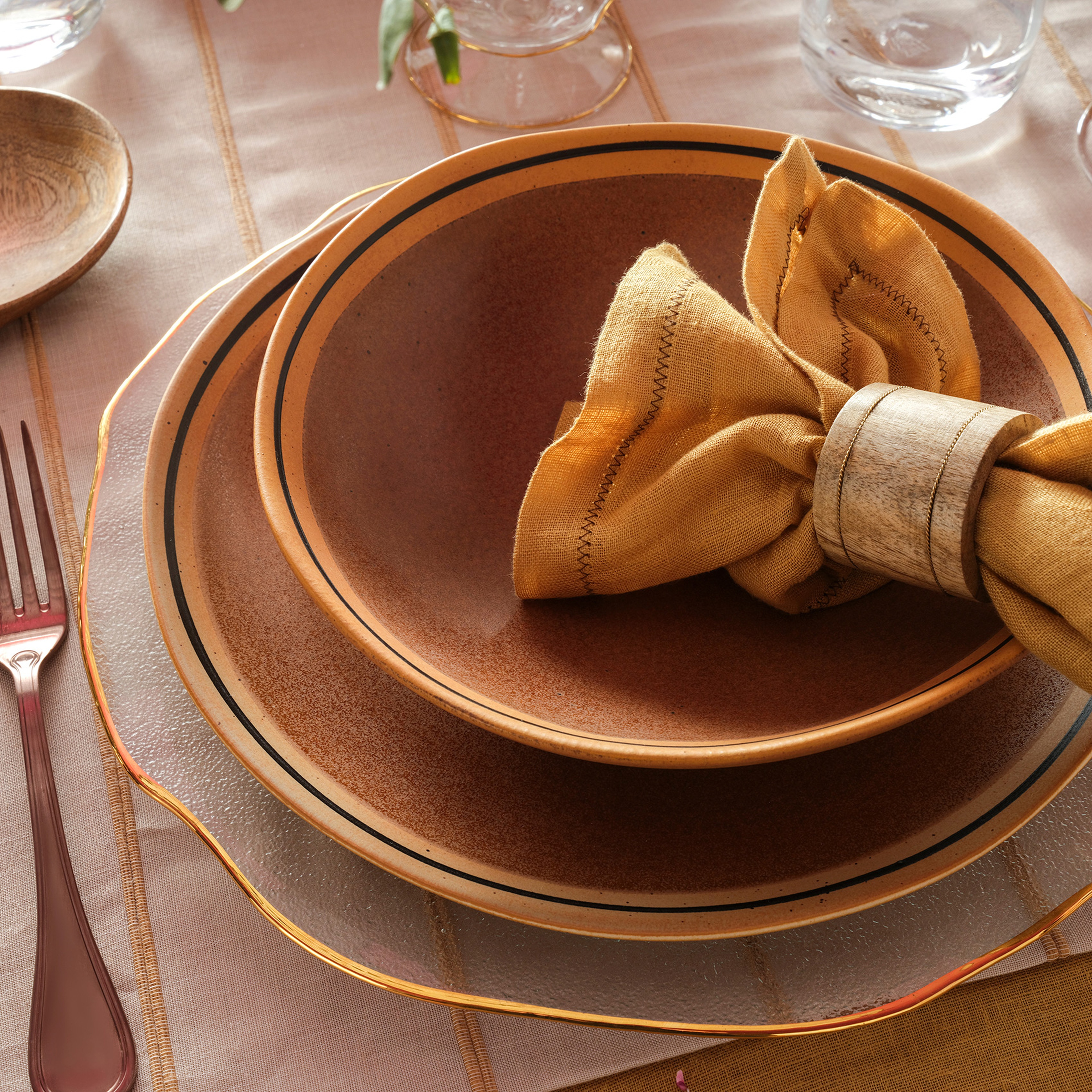 Lızbon Stoneware Çukur Tabak 23x23x5 Cm Kahverengi