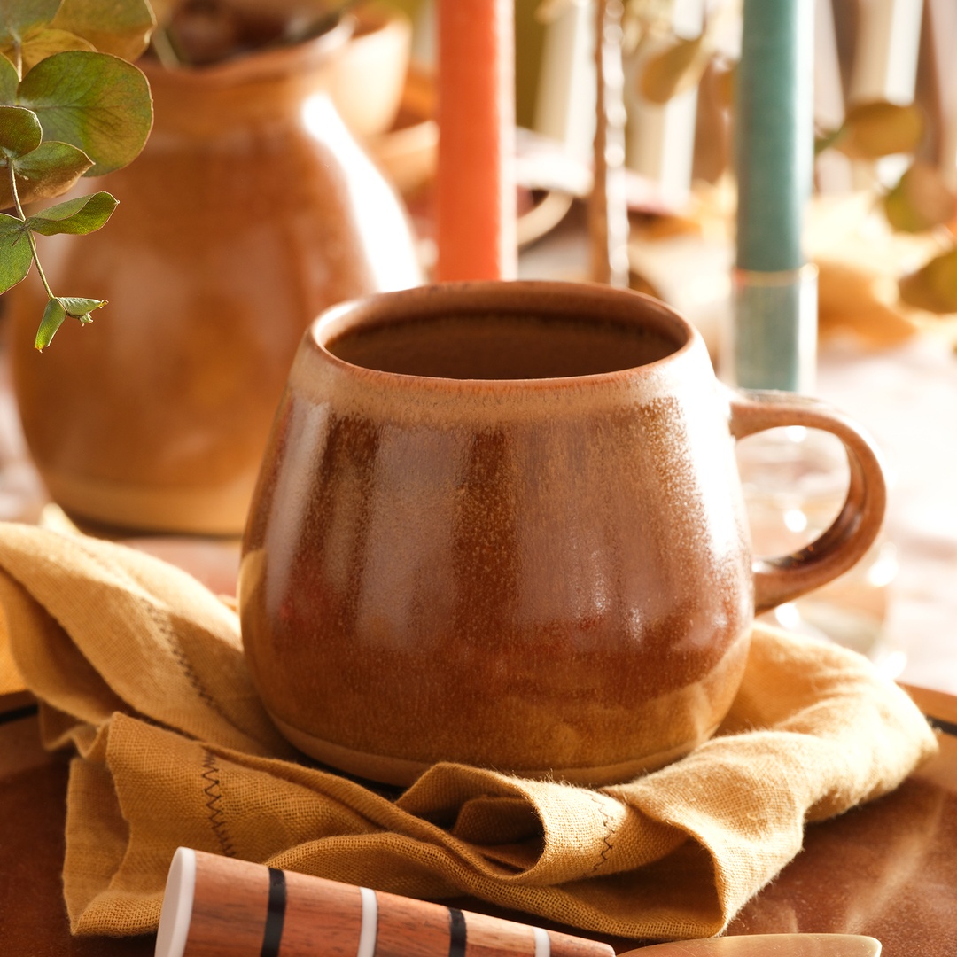 Lızbon Stoneware Kupa 14x10x10 Cm Kahverengi