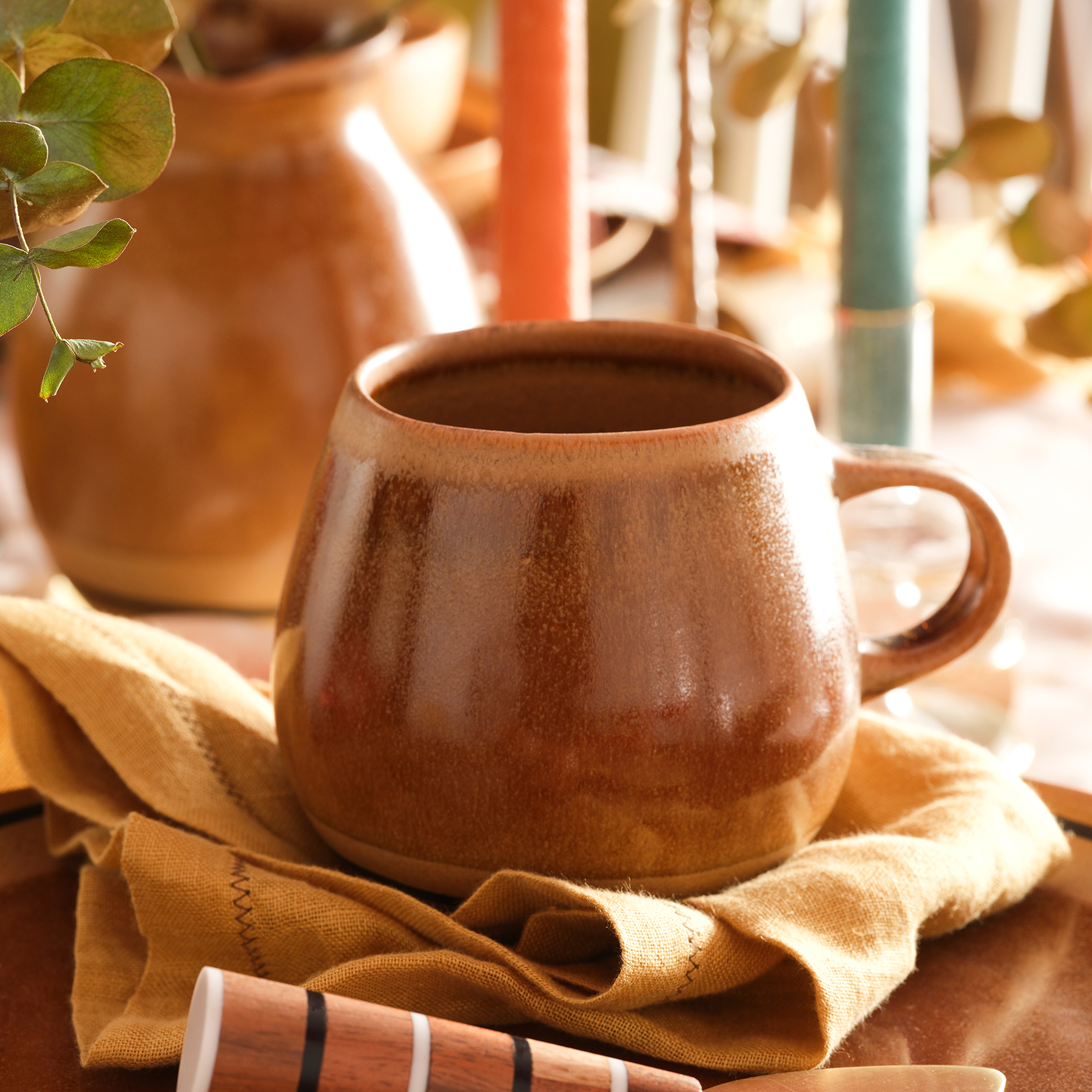 Lızbon Stoneware Kupa 14x10x10 Cm Kahverengi