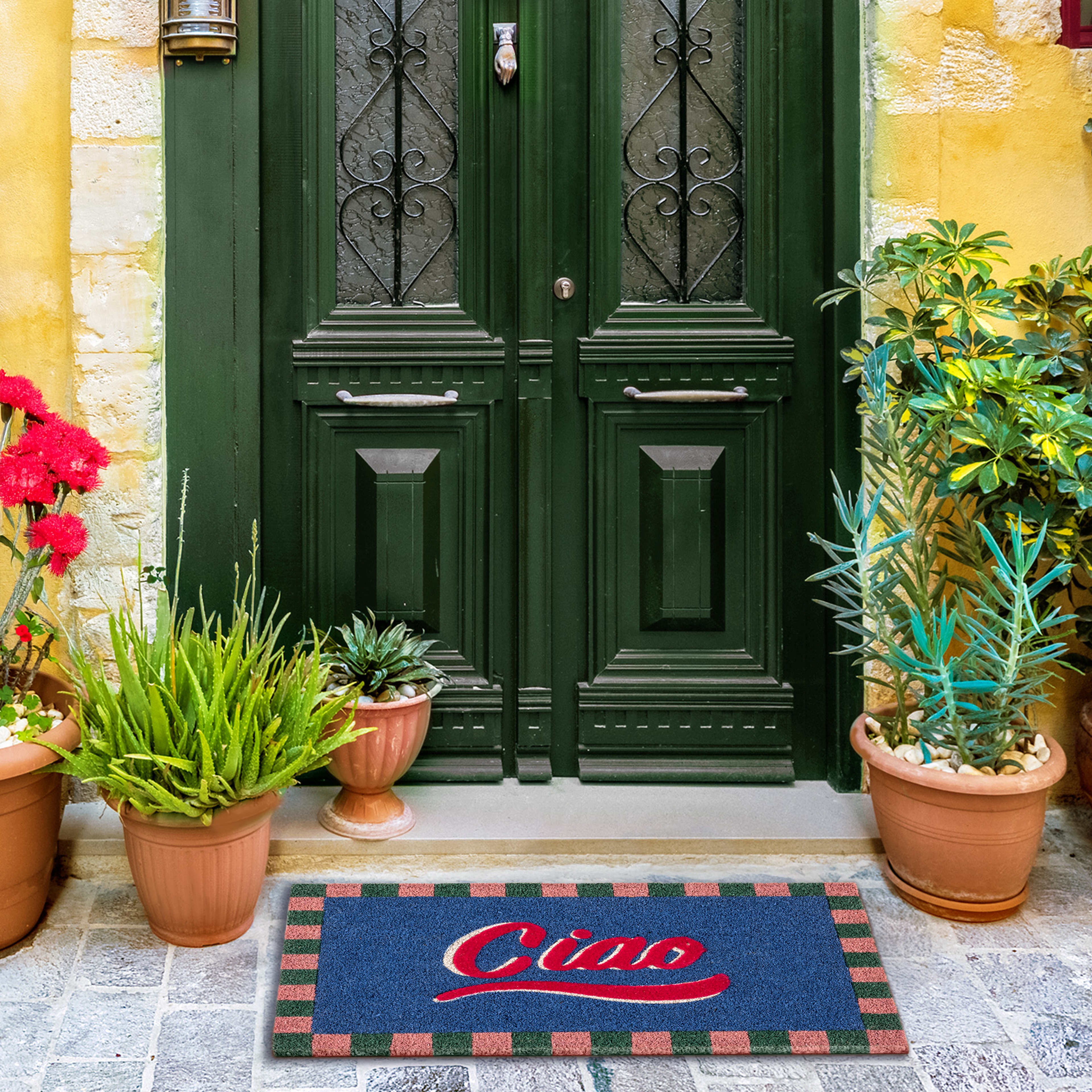 Kerala Coır Kapı Önü Paspası 45x75 Cm Mavi