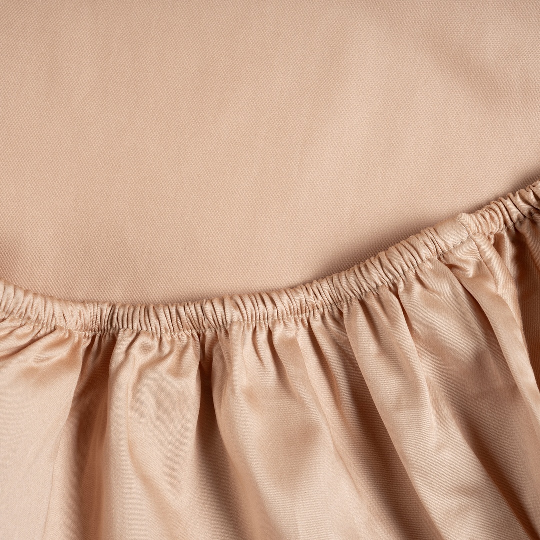 Solıd 300 Tc Kıng Sıze Pamuk Saten %100 Pamuk Saten Lastikli Çarşaf 200x200 Cm Kum Rengı