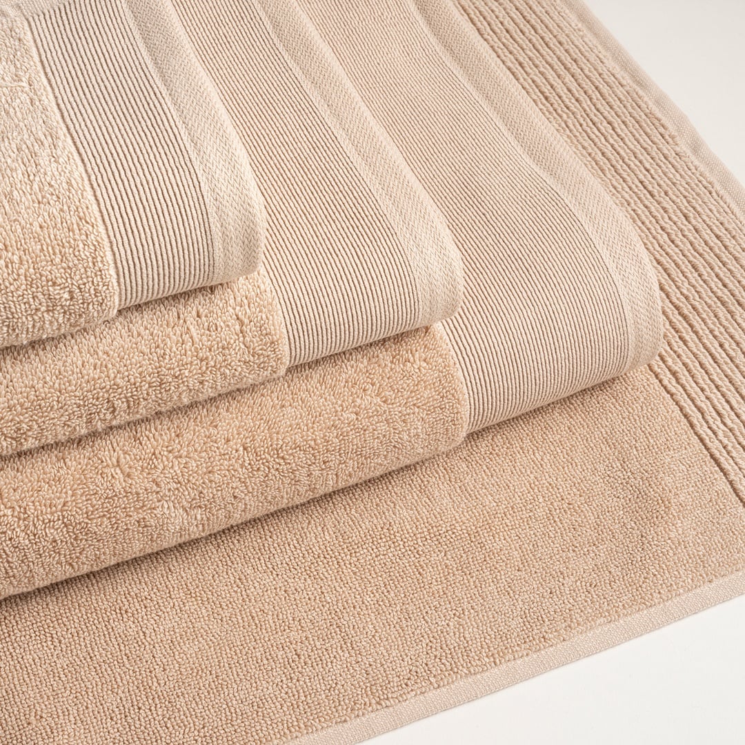 Solıd Bordürlü Pamuk %100 Pamuk El Havlusu 30x50 Cm Kum Rengı