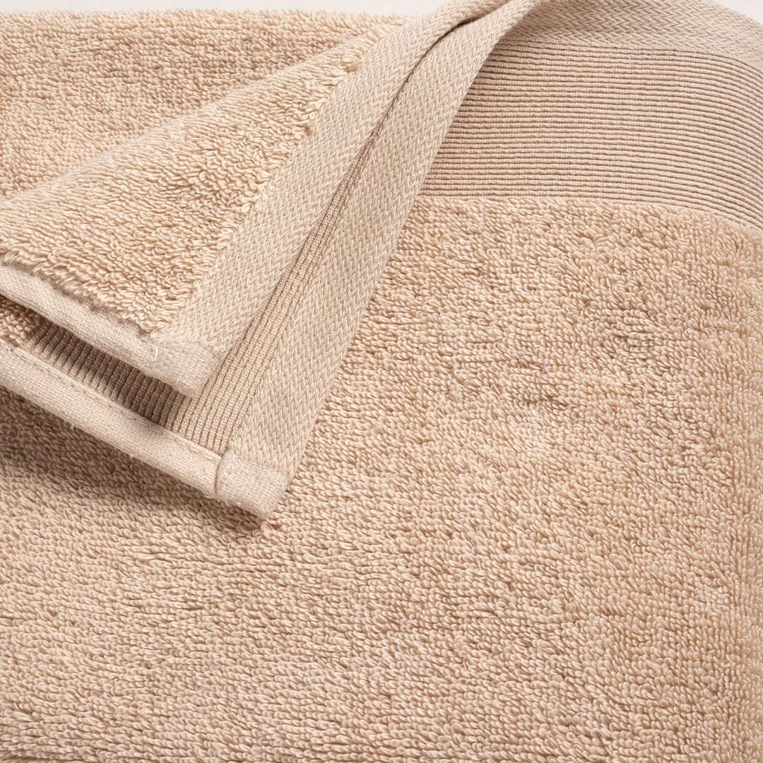 Solıd Bordürlü Pamuk %100 Pamuk Yüz Havlusu 50x90 Cm Kum Rengı