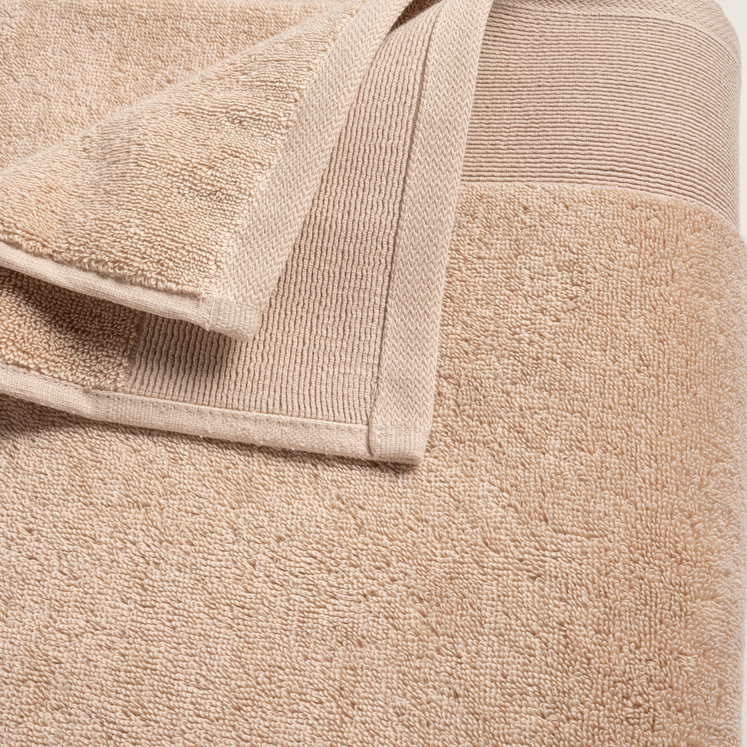 Solıd Bordürlü Pamuk %100 Pamuk Banyo Havlusu 90x150 Cm Kum Rengı