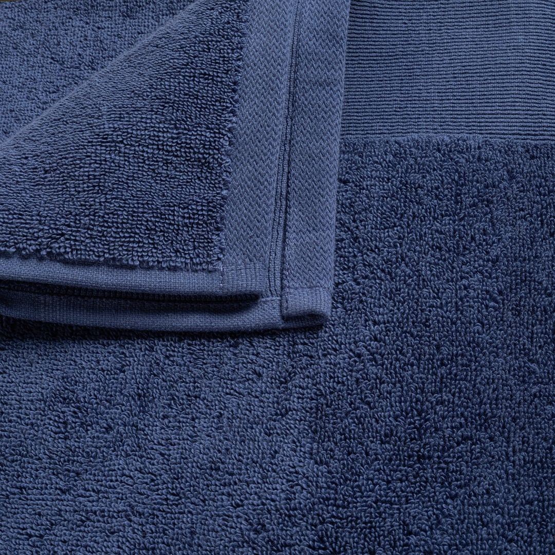 Solıd Bordürlü Pamuk %100 Pamuk Banyo Havlusu 90x150 Cm Lacivert