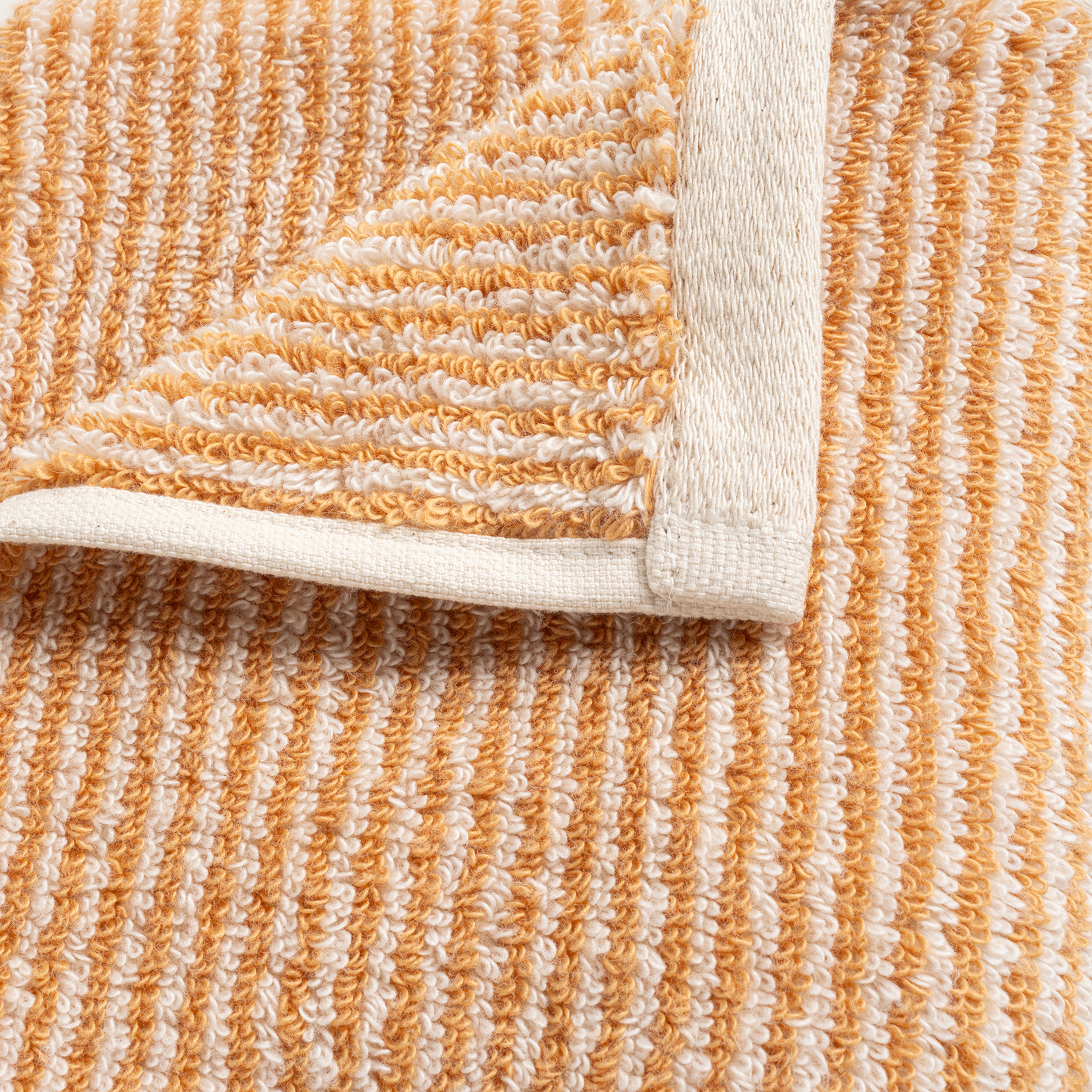 Solıd İplik Boyalı Çizgili Pamuk %100 Pamuk El Havlusu 30x50 Cm Natürel - Tarçın