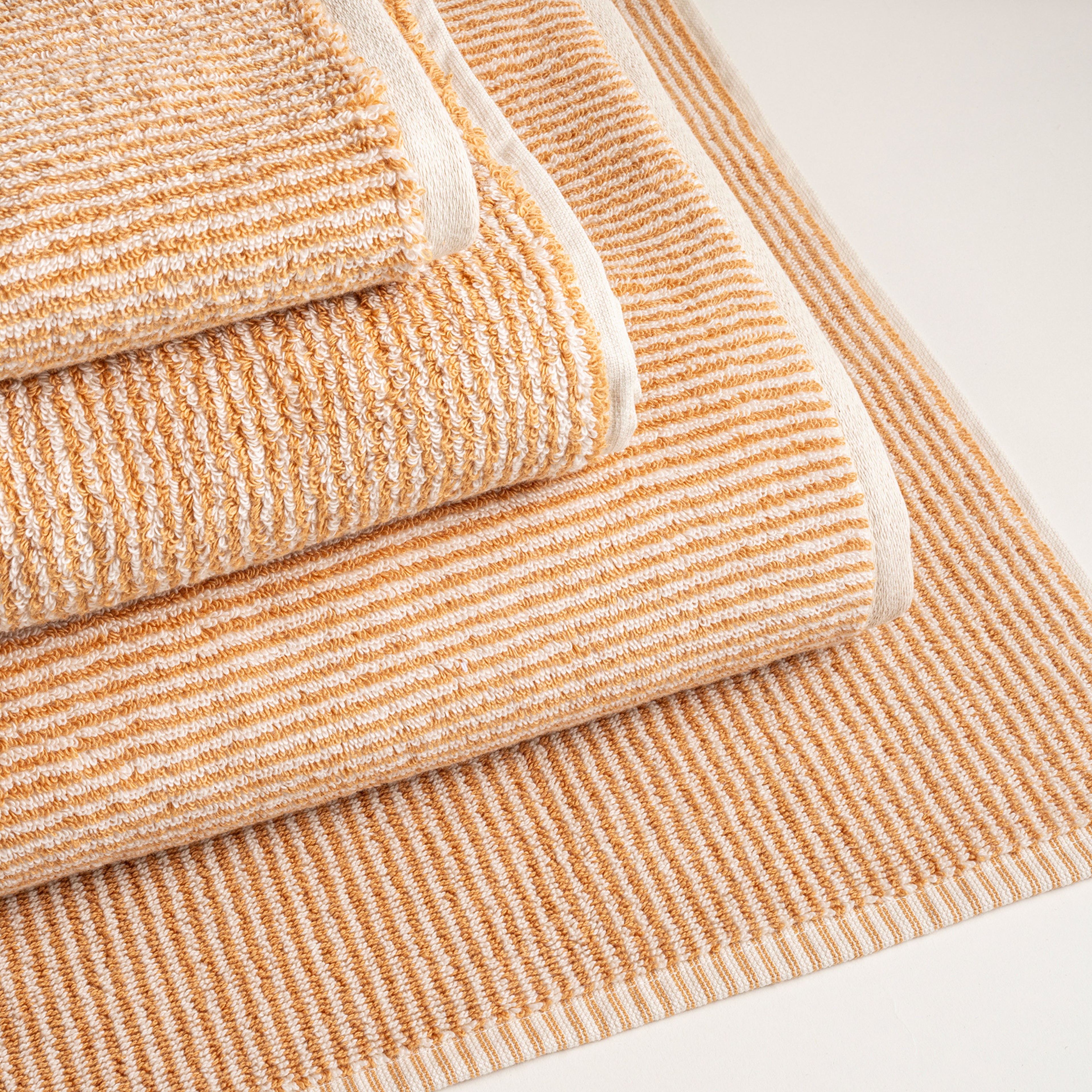 Solıd İplik Boyalı Çizgili Pamuk %100 Pamuk El Havlusu 30x50 Cm Natürel - Tarçın