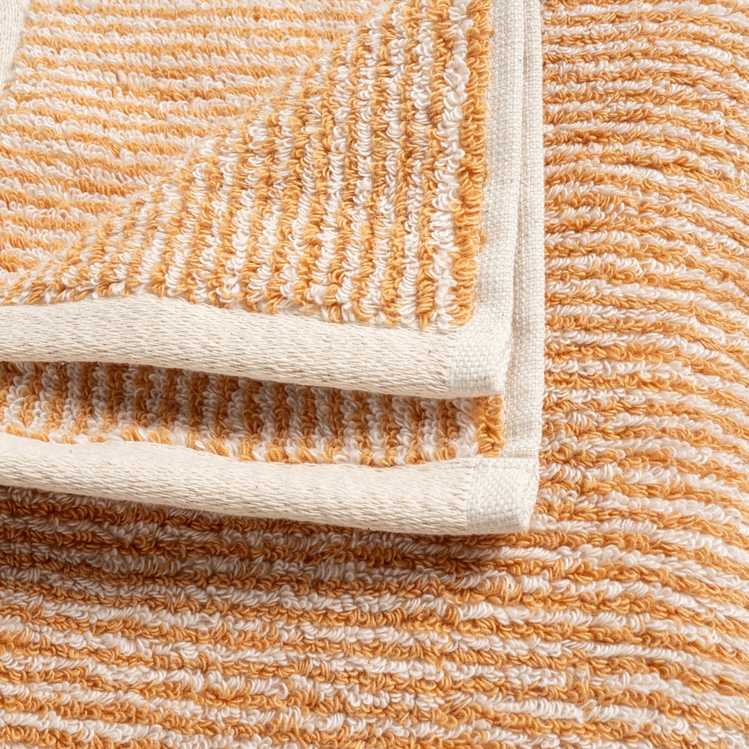 Solıd İplik Boyalı Çizgili Pamuk %100 Pamuk Yüz Havlusu 50x90 Cm Natürel - Tarçın