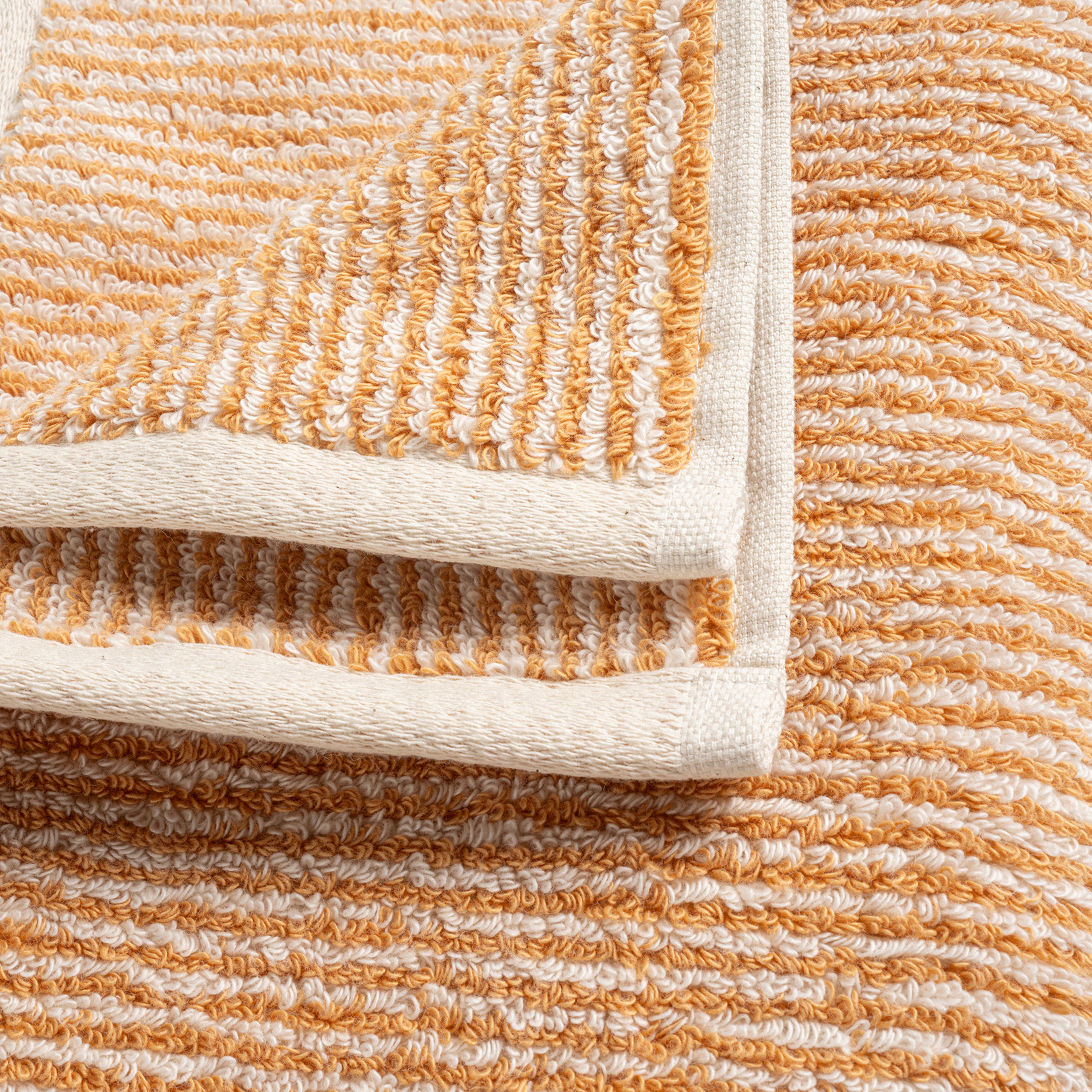 Solıd İplik Boyalı Çizgili Pamuk %100 Pamuk Yüz Havlusu 50x90 Cm Natürel - Tarçın