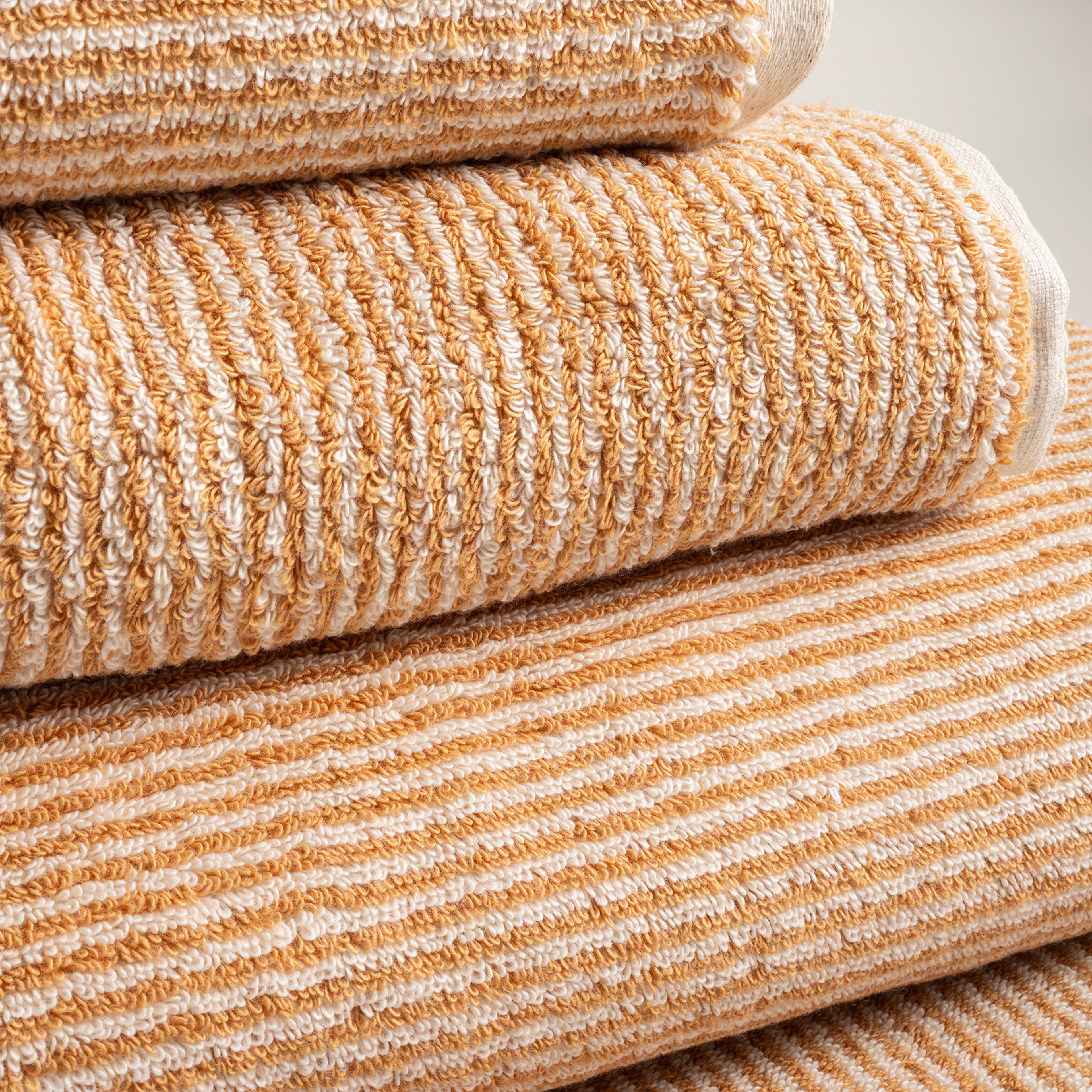 Solıd İplik Boyalı Çizgili Pamuk %100 Pamuk Yüz Havlusu 50x90 Cm Natürel - Tarçın