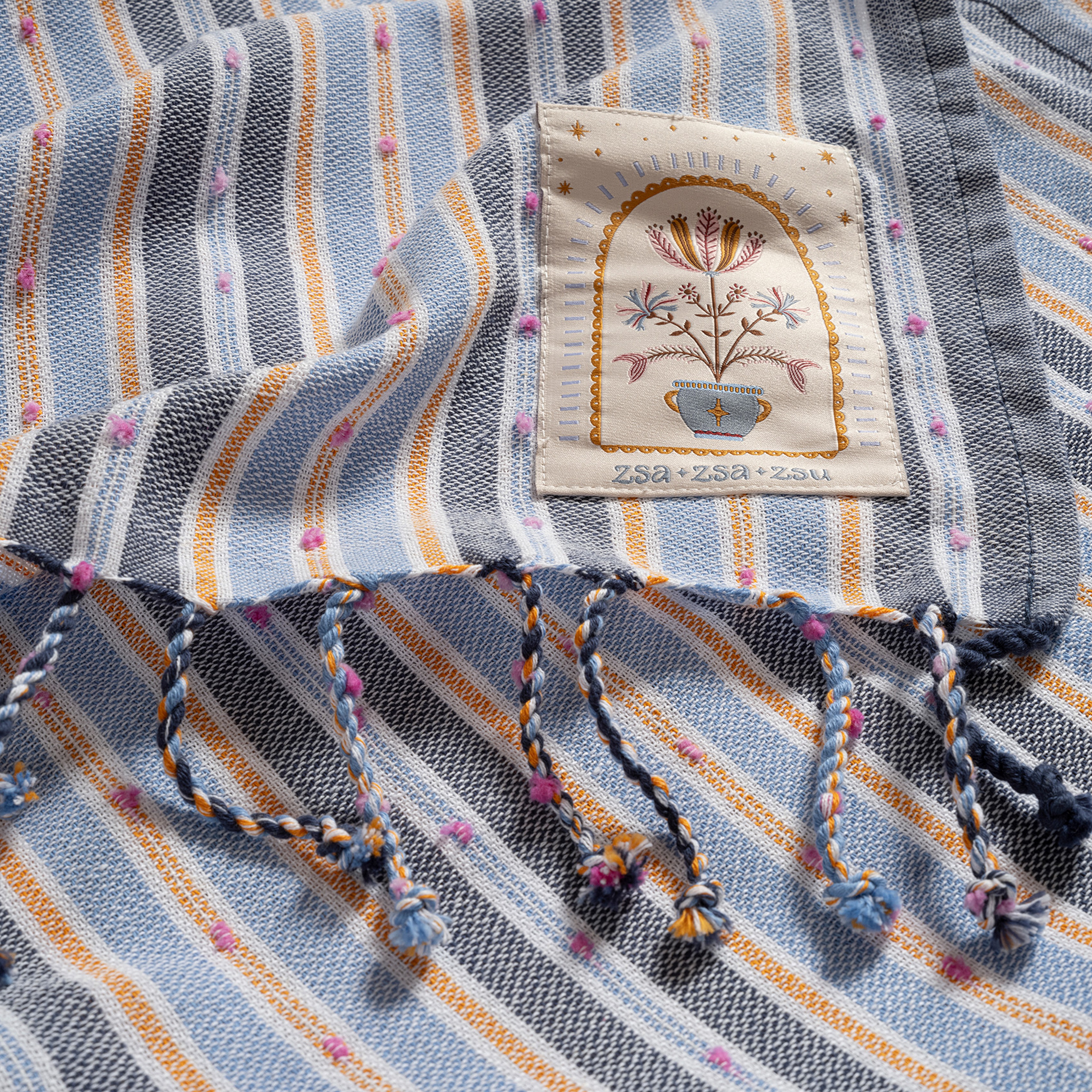 Baklan İplik Boyalı Çizgili Pamuk %100 Pamuk Peştamal 90x170 Cm Lacivert