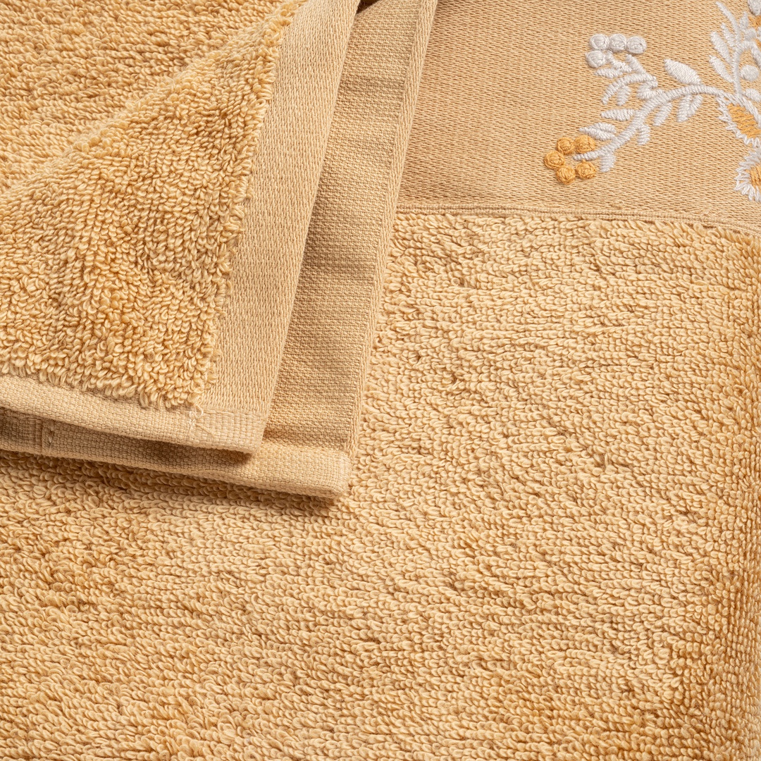 Ornaz Nakışlı Pamuk %100 Pamuk Yüz Havlusu 50x90 Cm Sarı