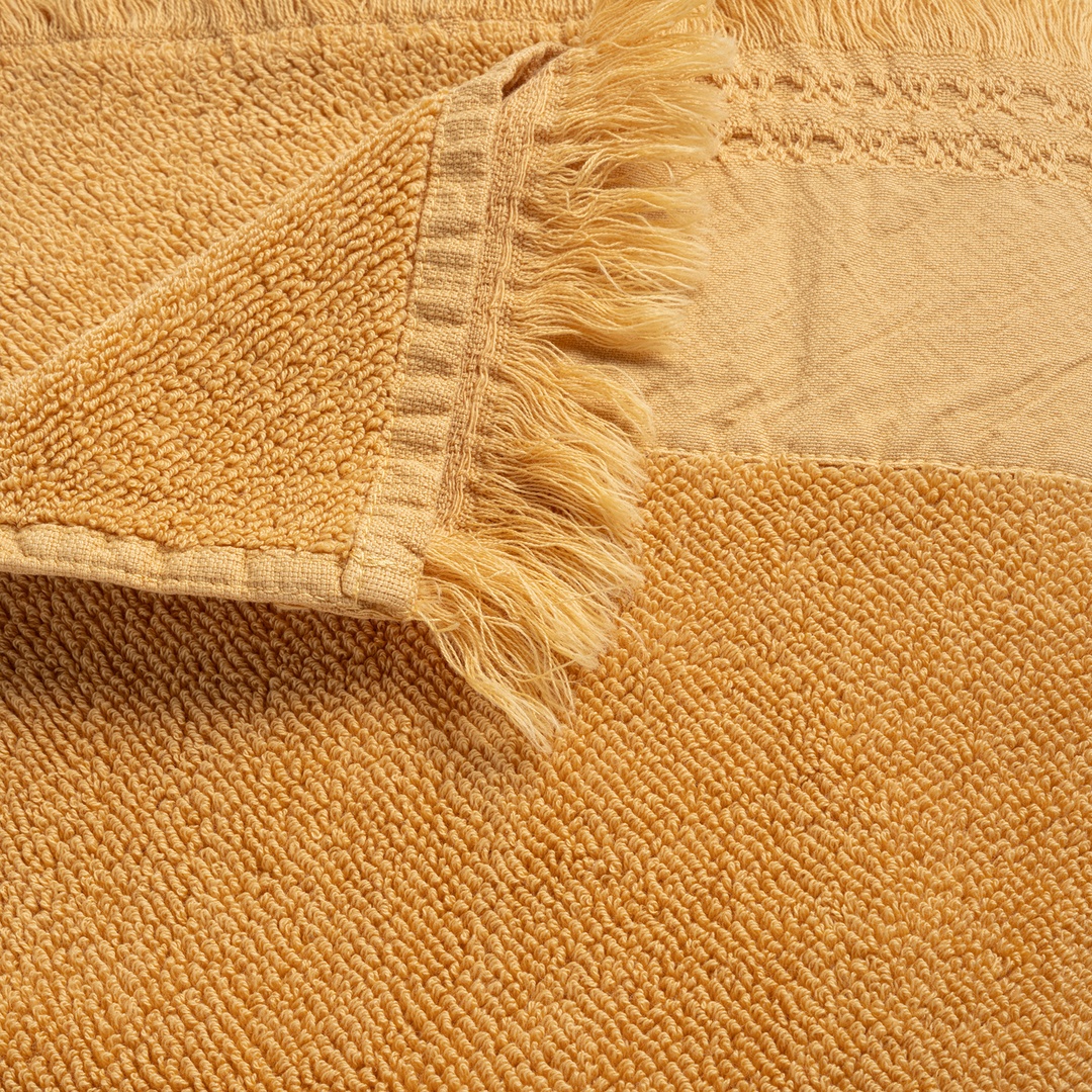 Faro Jakarlı Pamuk %100 Pamuk Yüz Havlusu 50x90 Cm Sarı