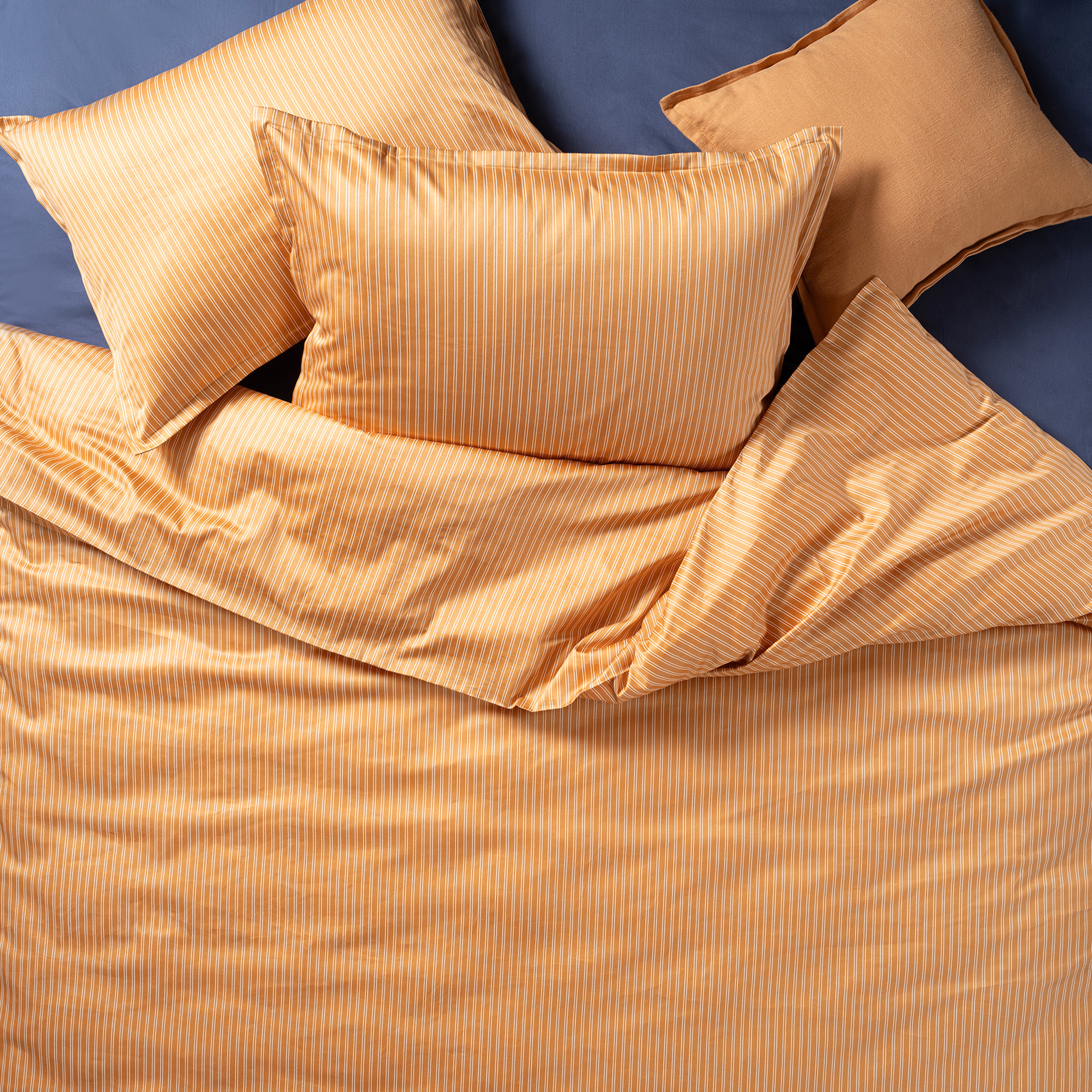 Solıd 300 Tc Çizgili Tek Kişilik Cam %100 Pamuk Saten Nevresim Seti 160x220 Cm Tarçın