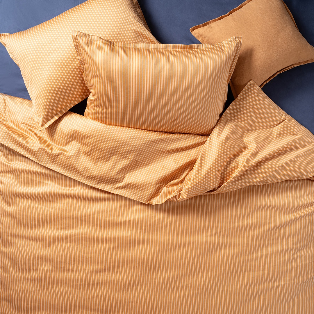 Solıd 300 Tc Çizgili Kıng Sıze Pamuk Saten %100 Pamuk Saten Nevresim Seti 240x220 Cm Tarçın