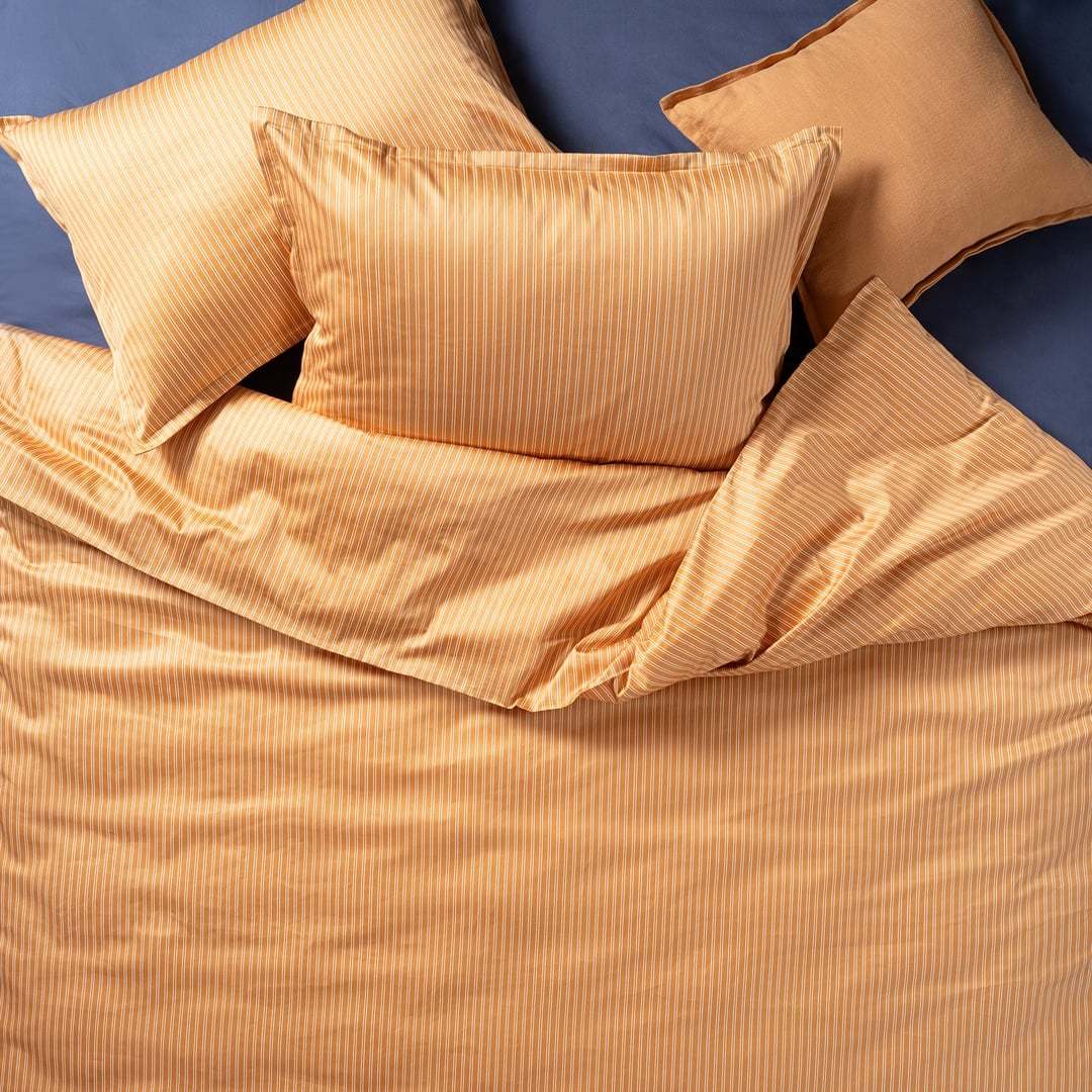 Solıd 300 Tc Çizgili E.kıng Sıze Pamuk Saten %100 Pamuk Saten Nevresim Seti 260x220 Cm Tarçın