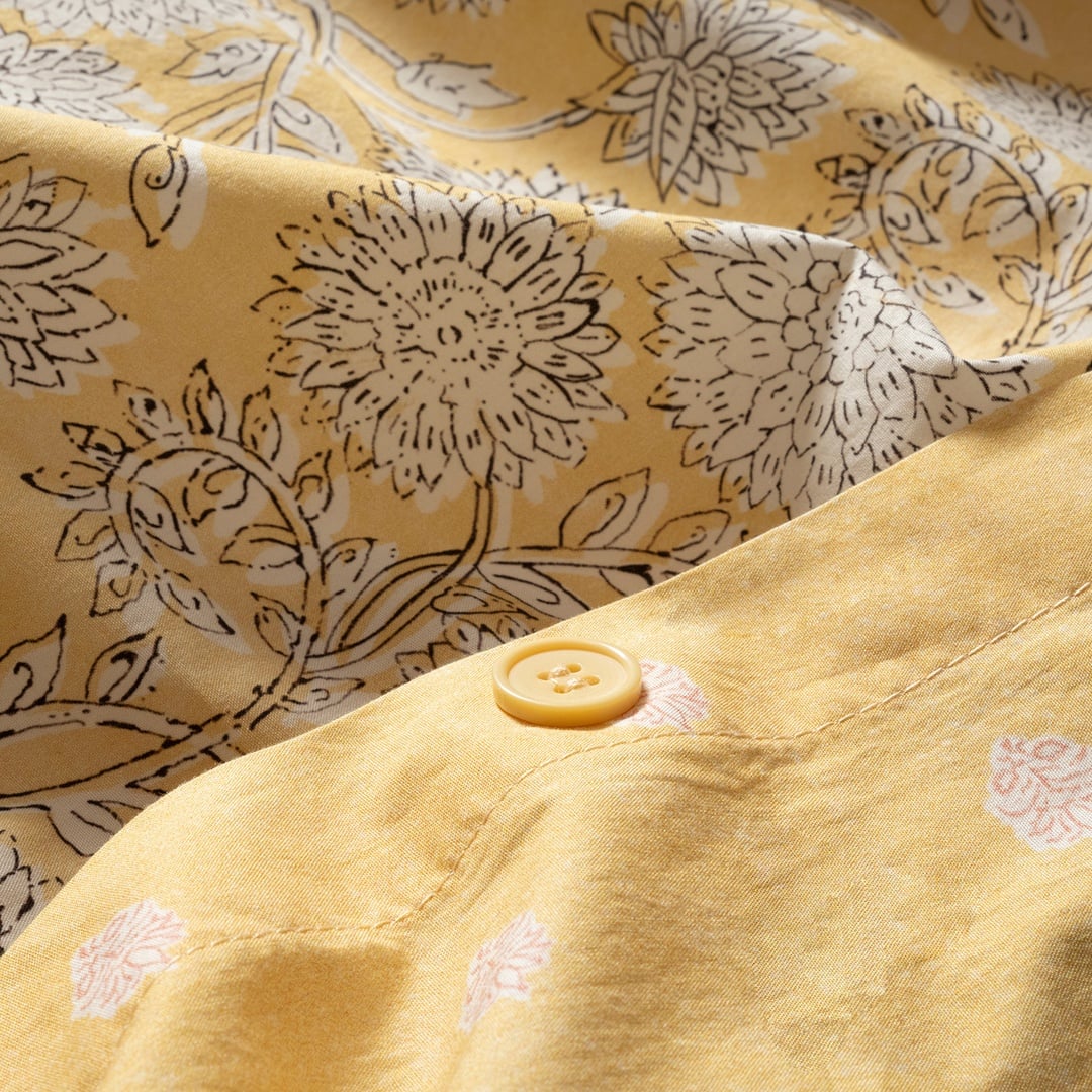 Lahor Yıkamalı 200 Tc Percale Kıng Sıze Pamuk %100 Pamuk Nevresim Seti 240x220 Cm Sarı