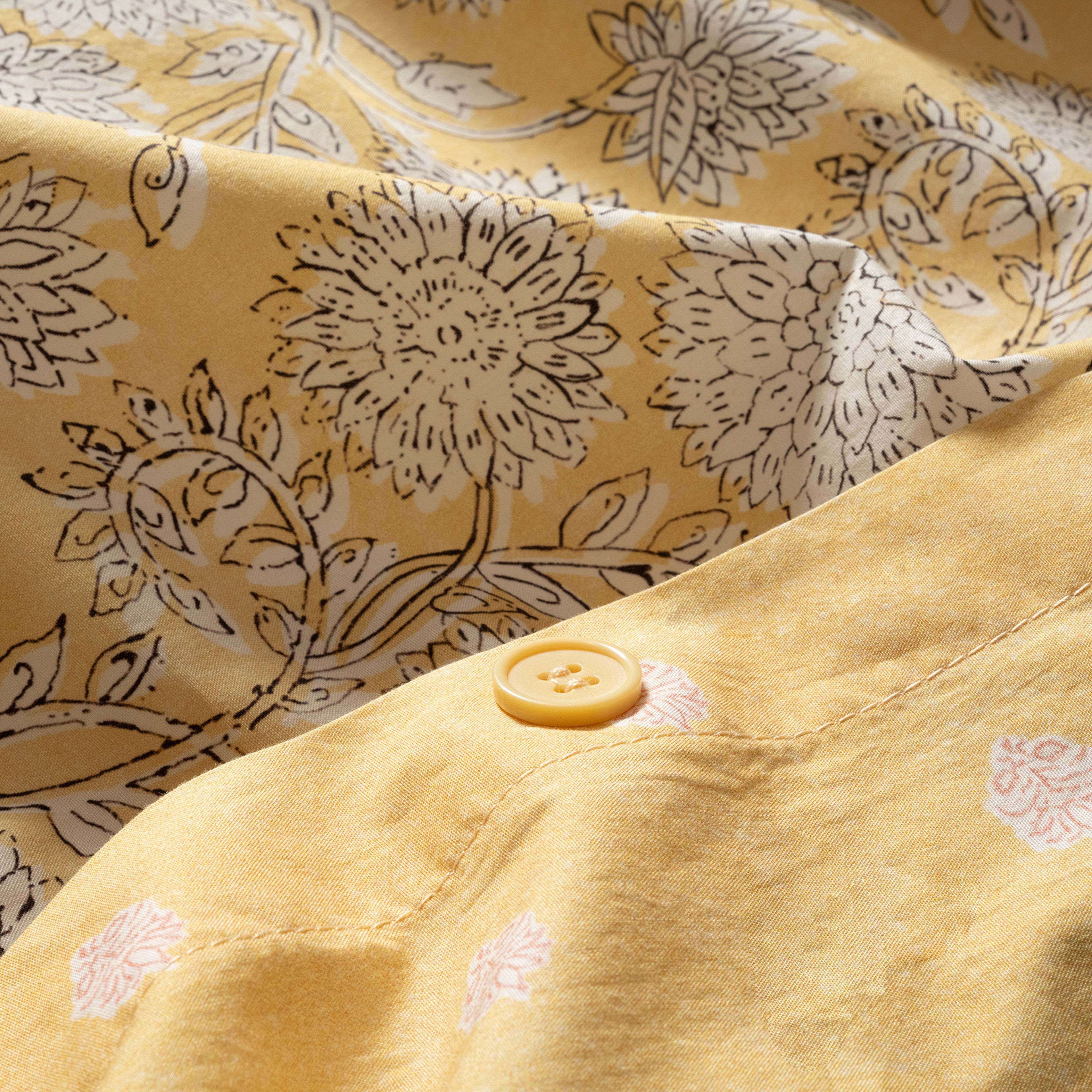 Lahor Yıkamalı 200 Tc Percale Kıng Sıze Pamuk %100 Pamuk Nevresim Seti 240x220 Cm Sarı