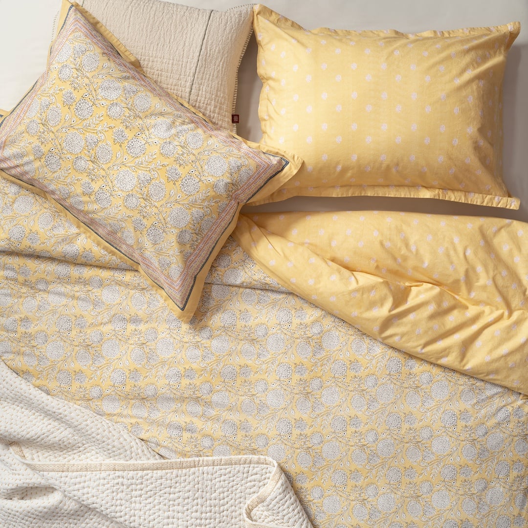 Lahor Yıkamalı 200 Tc Percale Kıng Sıze Pamuk %100 Pamuk Nevresim Seti 240x220 Cm Sarı