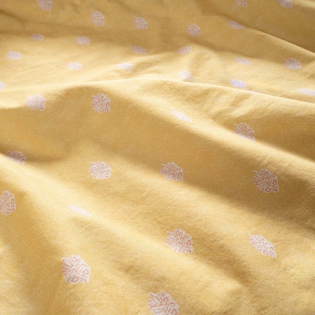 Lahor Yıkamalı 200 Tc Percale Kıng Sıze Pamuk %100 Pamuk Nevresim Seti 240x220 Cm Sarı