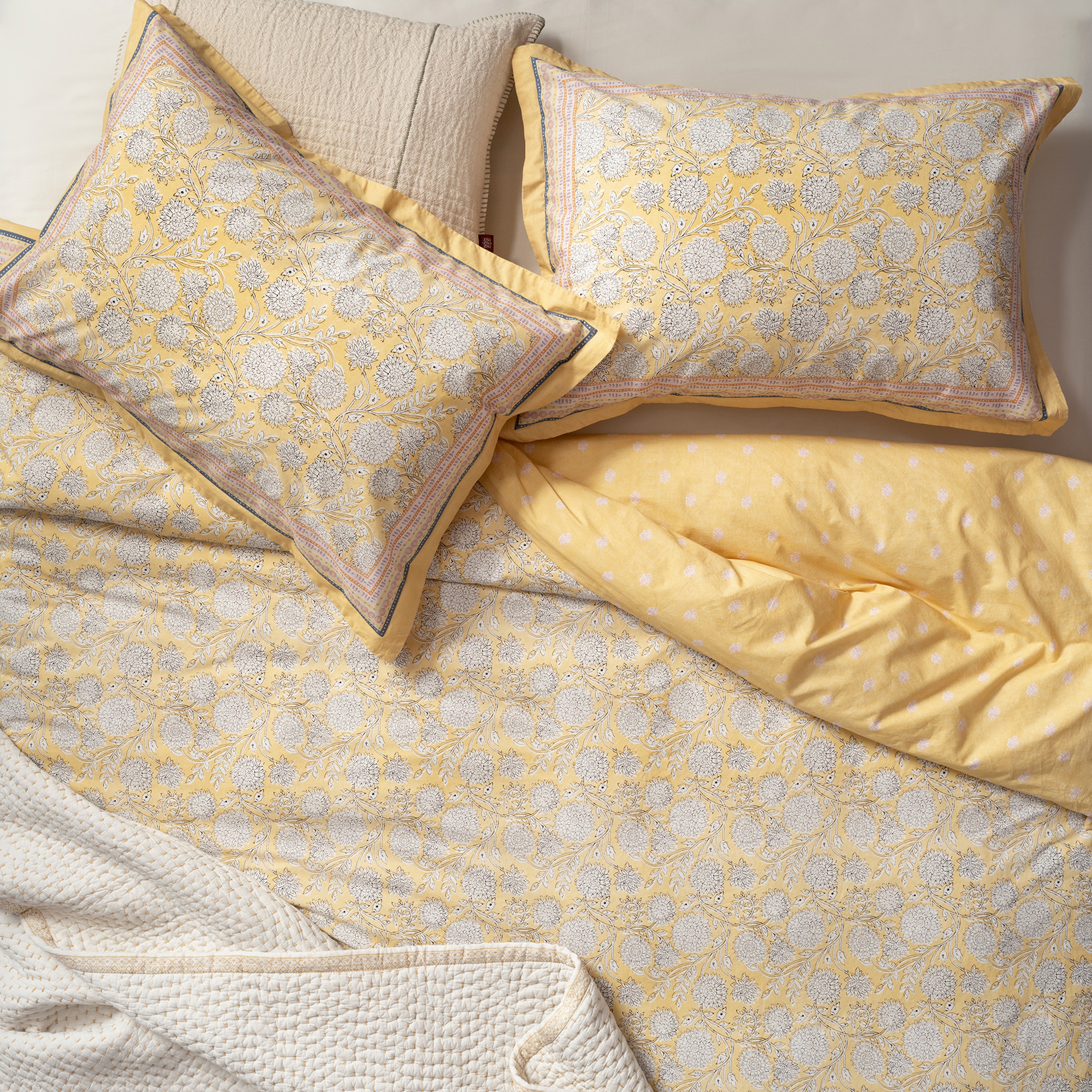 Lahor Yıkamalı 200 Tc Percale Kıng Sıze Pamuk %100 Pamuk Nevresim Seti 240x220 Cm Sarı