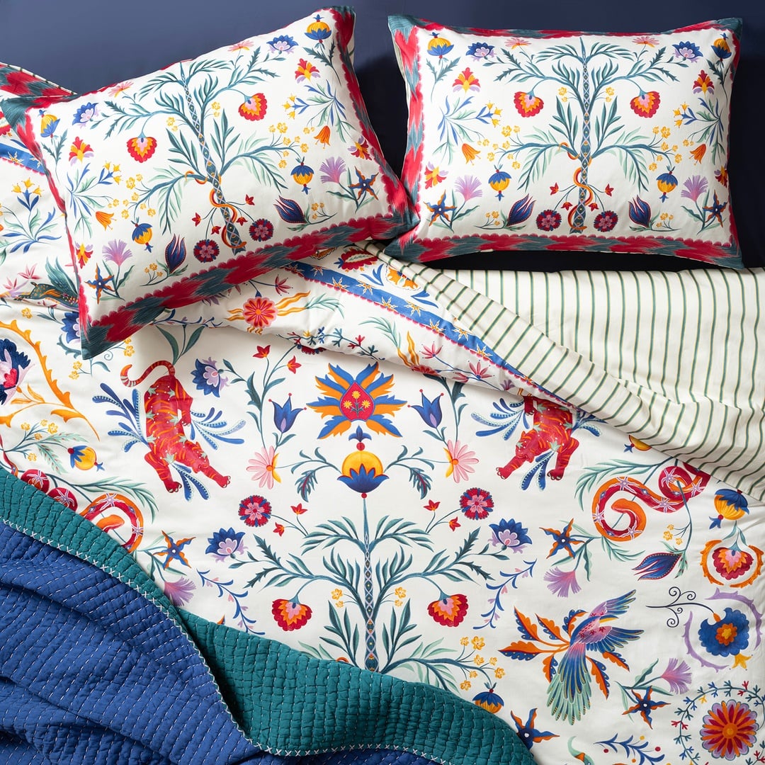 Lahor Nakışlı Baskılı 300 Tc Saten Kıng Sıze Pamuk Saten %100 Pamuk Nevresim Seti 240x220 Cm Renkli