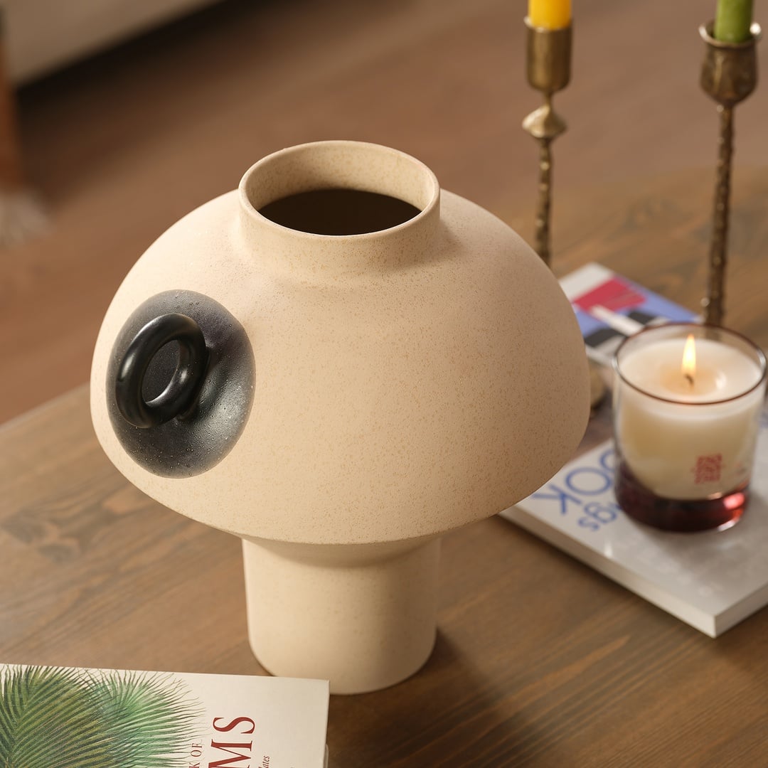 Lızbon Earthenware Vazo 28x25x27 Cm Bej