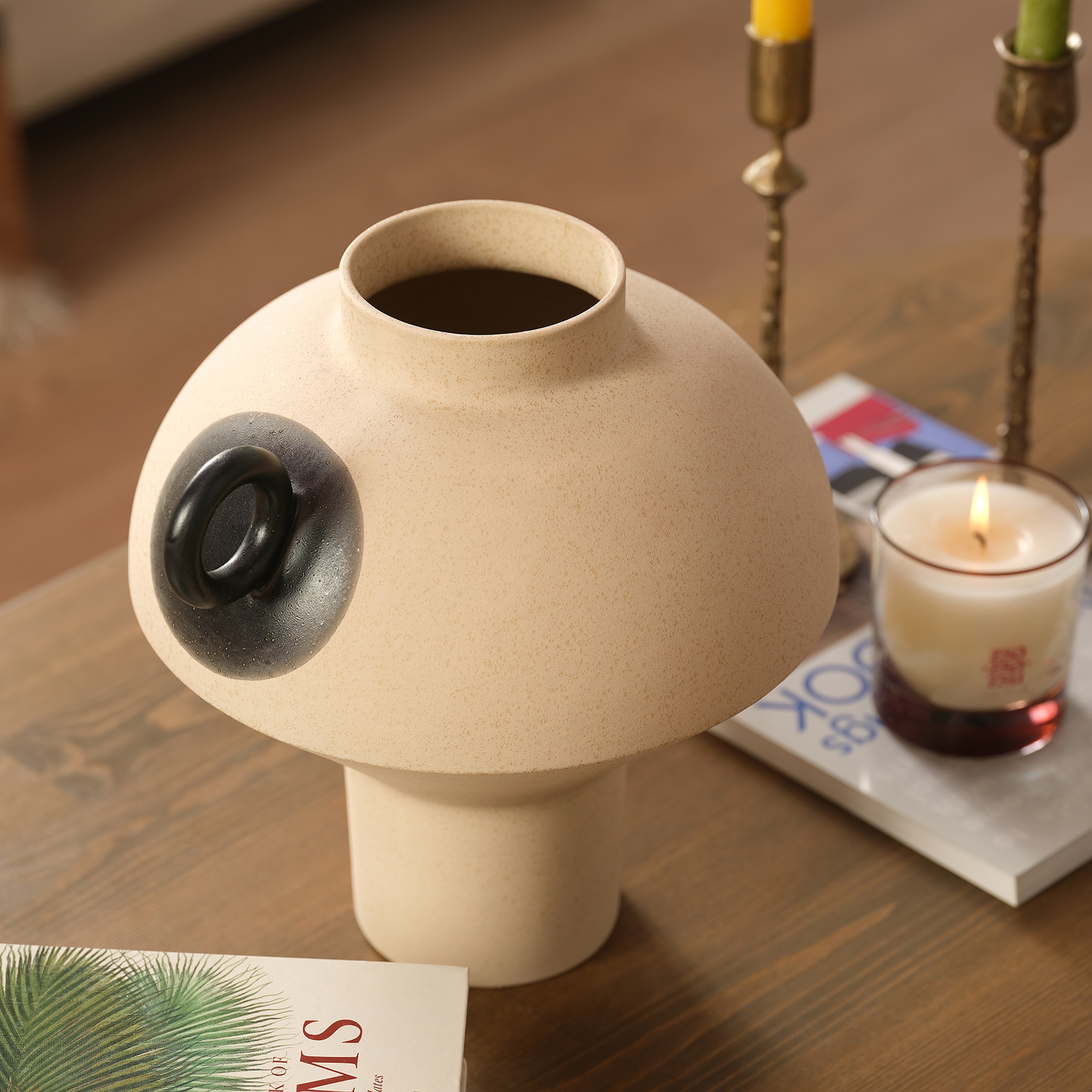 Lızbon Earthenware Vazo 28x25x27 Cm Bej