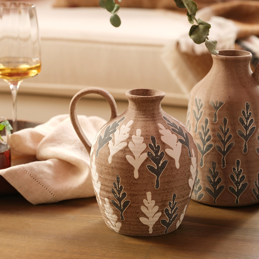 Lızbon Earthenware Vazo 18x14x20 Cm Kahverengi