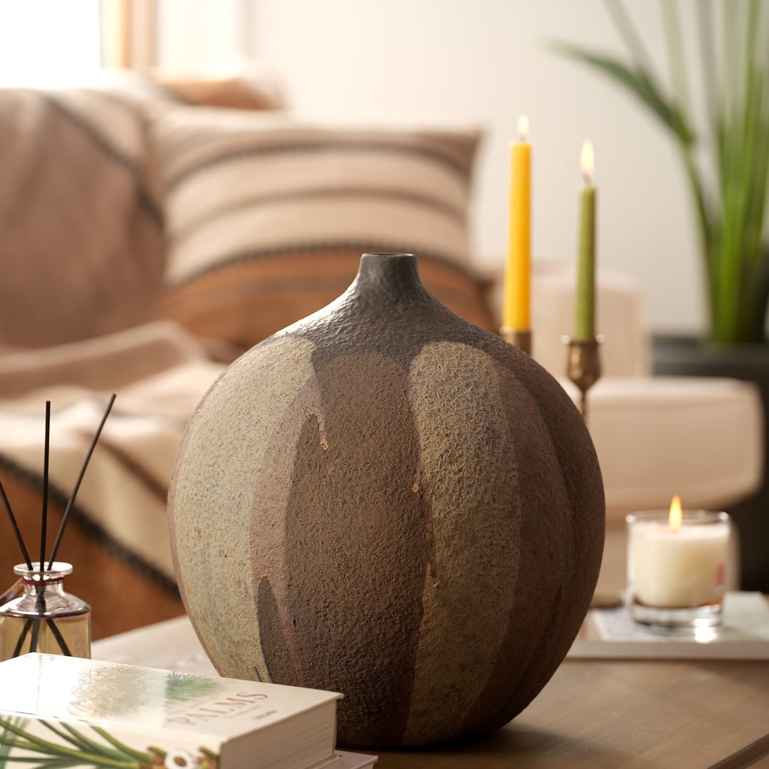 Lızbon Earthenware Vazo 32x32x33 Cm Kahverengi