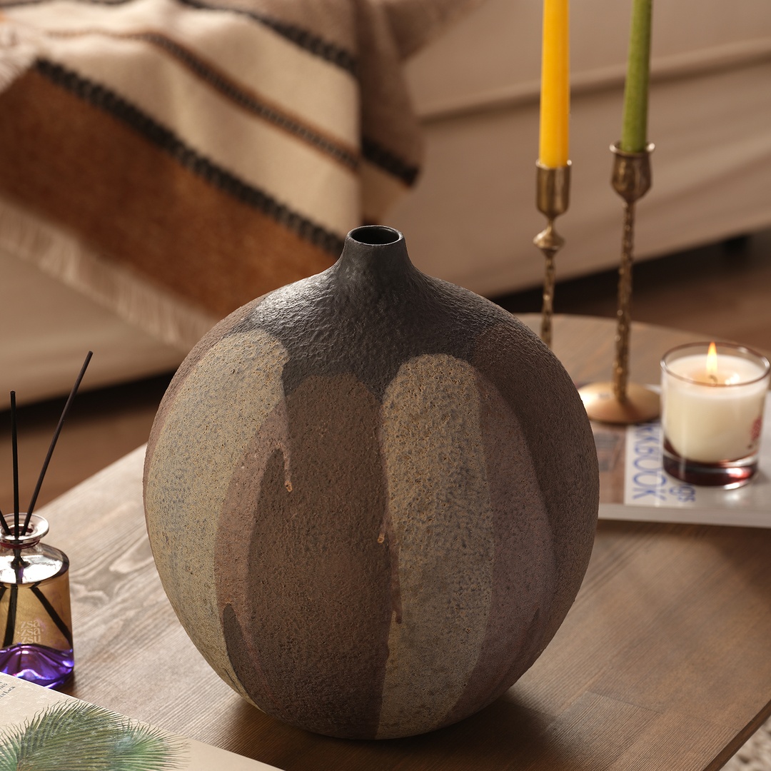 Lızbon Earthenware Vazo 32x32x33 Cm Kahverengi