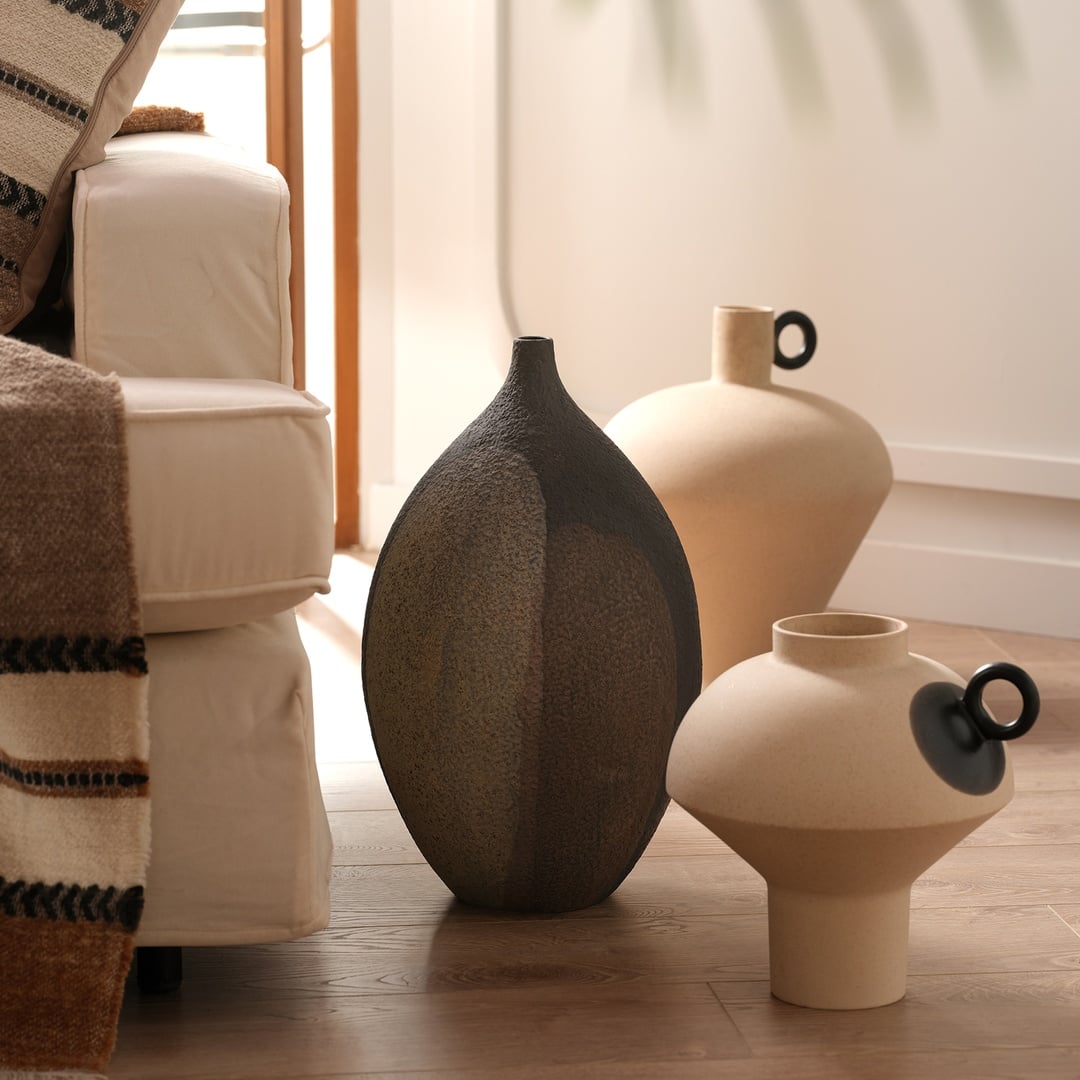 Lızbon Earthenware Vazo 28x28x44 Cm Kahverengi