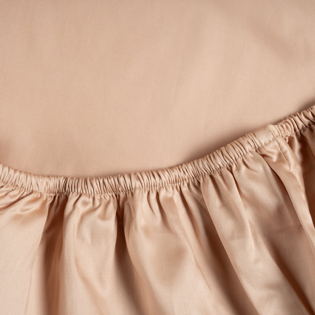 Solıd 300 Tc Tek Kişilik Pamuk Saten %100 Pamuk Saten Lastikli Çarşaf 100x200 Cm Kum Rengı