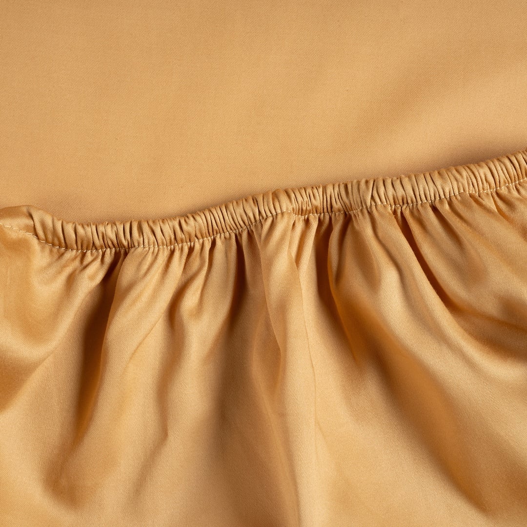 Solıd 300 Tc Çift Kişilik Pamuk Saten %100 Pamuk Saten Lastikli Çarşaf 160x200 Cm Sarı