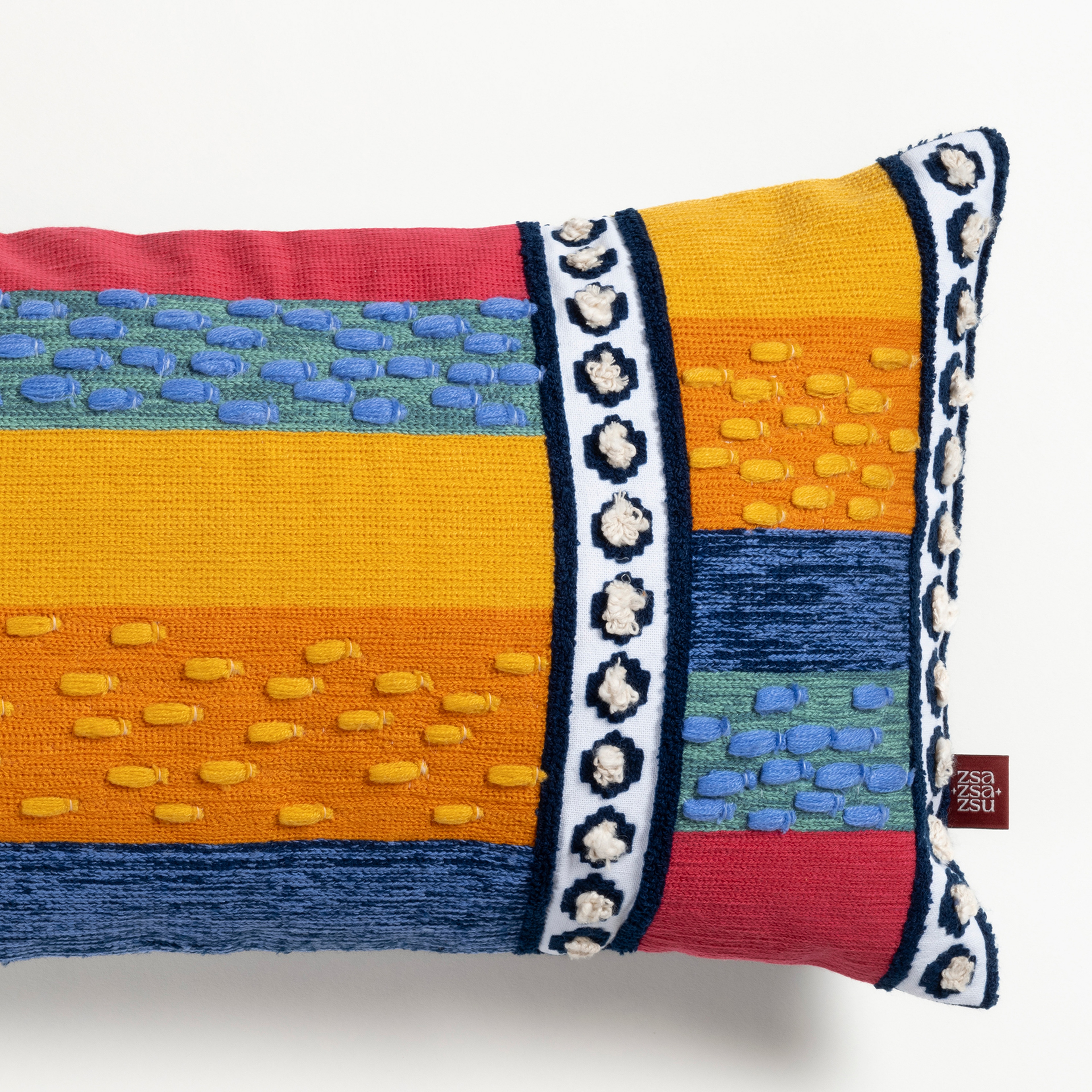 Ghunı Nakışlı Pamuk Pamuklu Dolgulu Kırlent 30x55 Cm Renkli