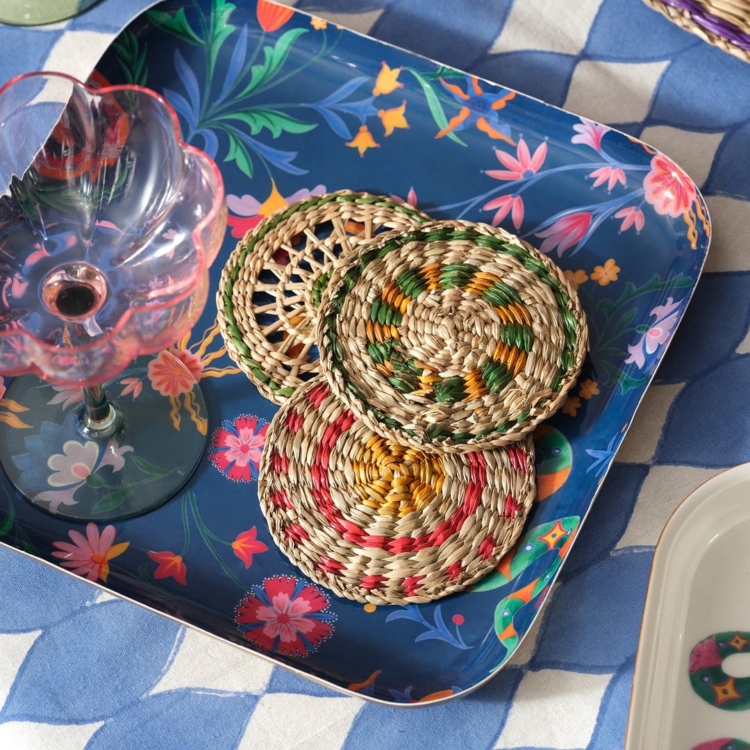 Nanpur Metal Dekoratif Tepsi 25.5x25.5x2.54 Lacivert