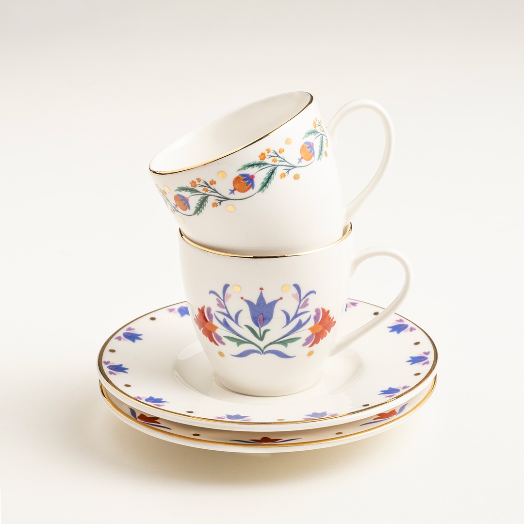 Gediz Porselen Kahve Seti 80 Ml Renkli