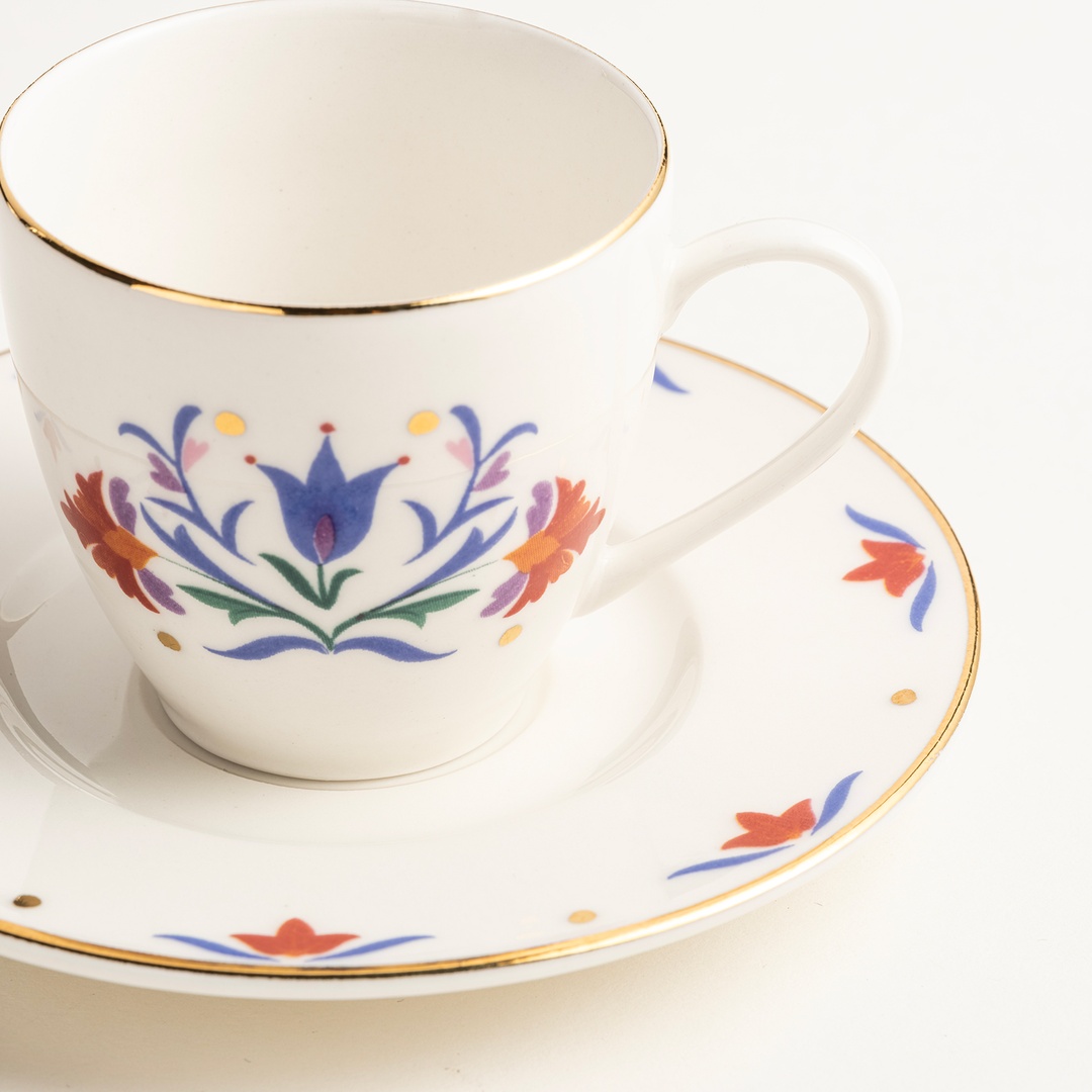 Gediz Porselen Kahve Seti 80 Ml Renkli