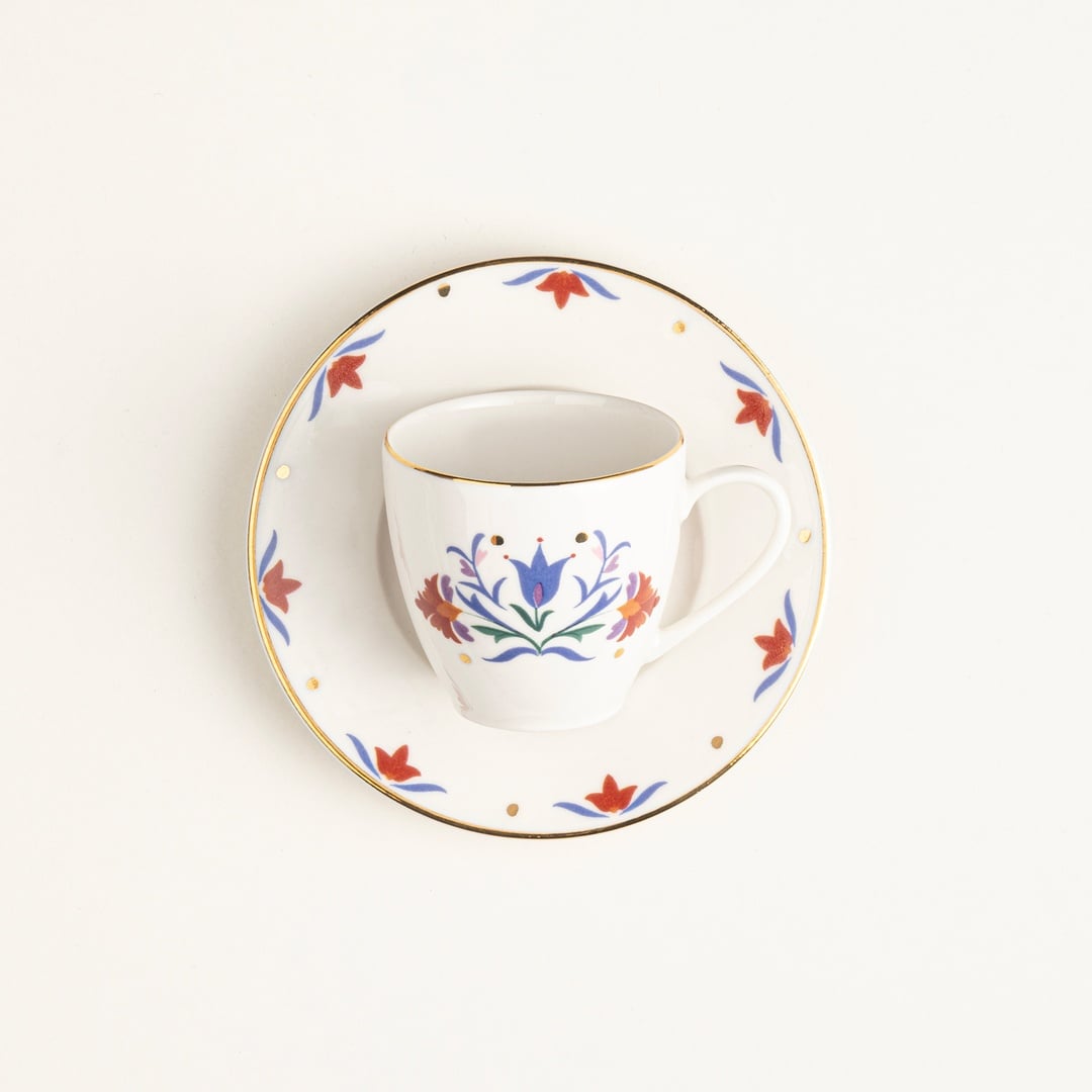 Gediz Porselen Kahve Seti 80 Ml Renkli