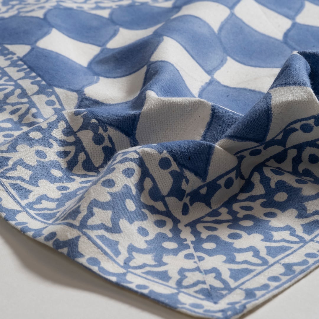 Maotha El Baskısı Pamuk %100 Pamuk Peçete 45x45 Cm Mavi